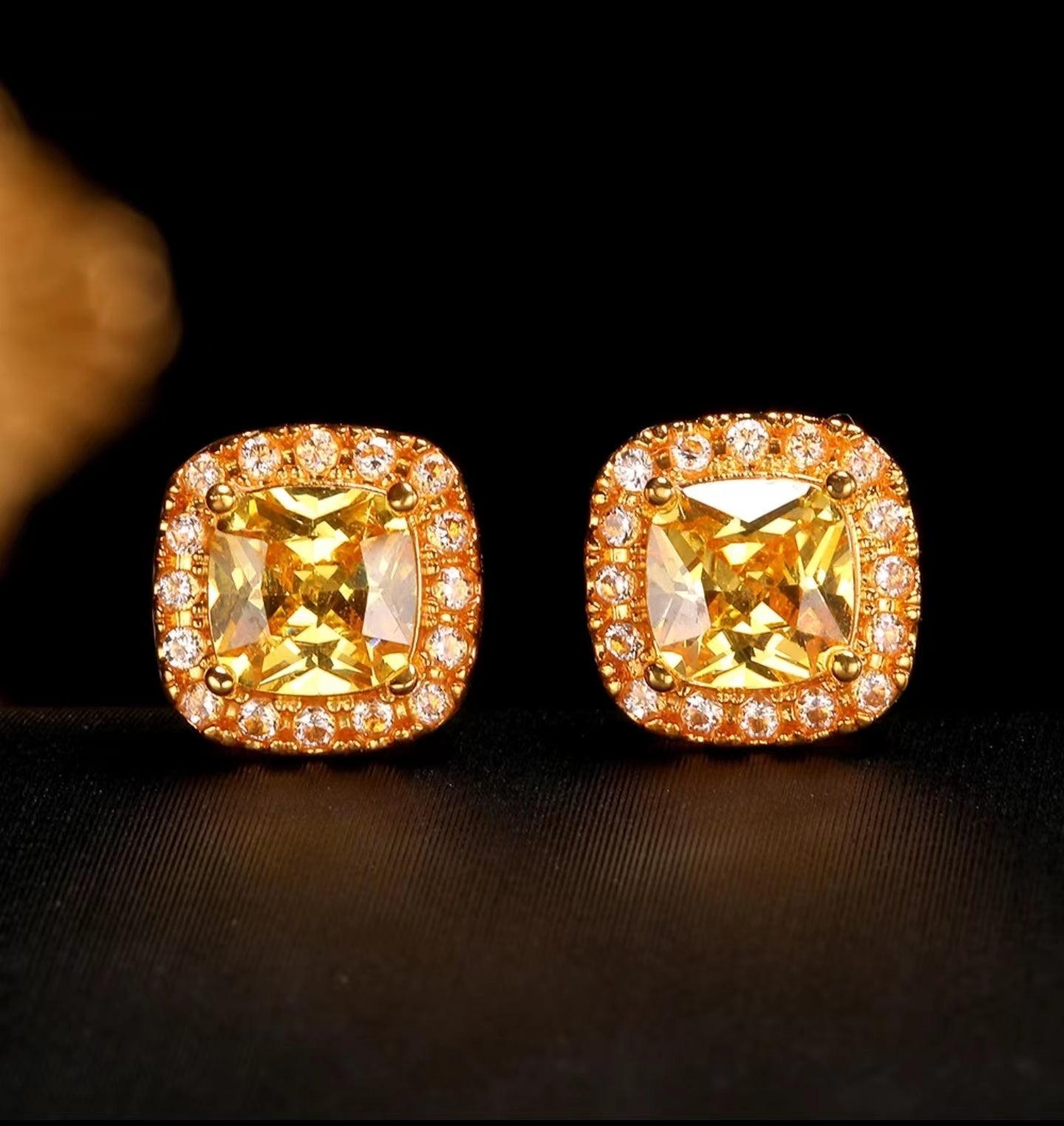 18K Gold Natural Citrine Earrings GE002