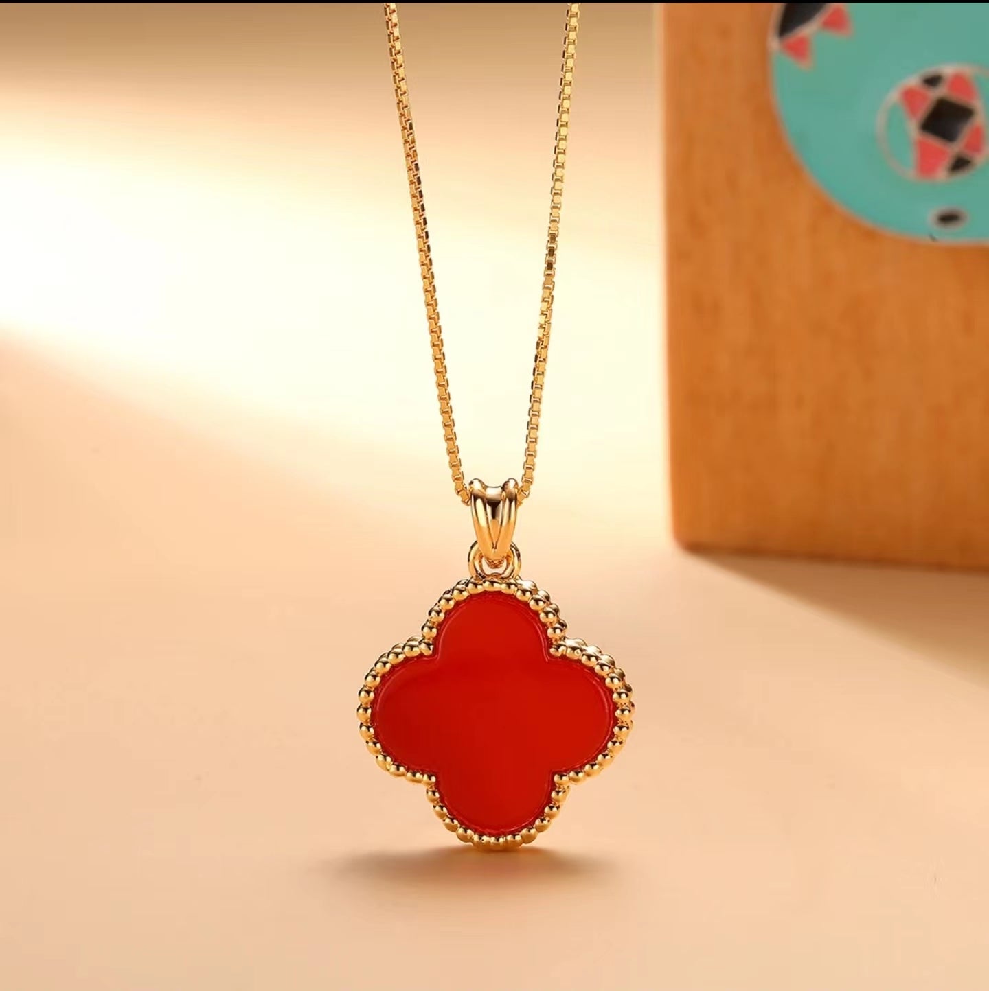 18K Gold Natural Red Agate Pendant GP005