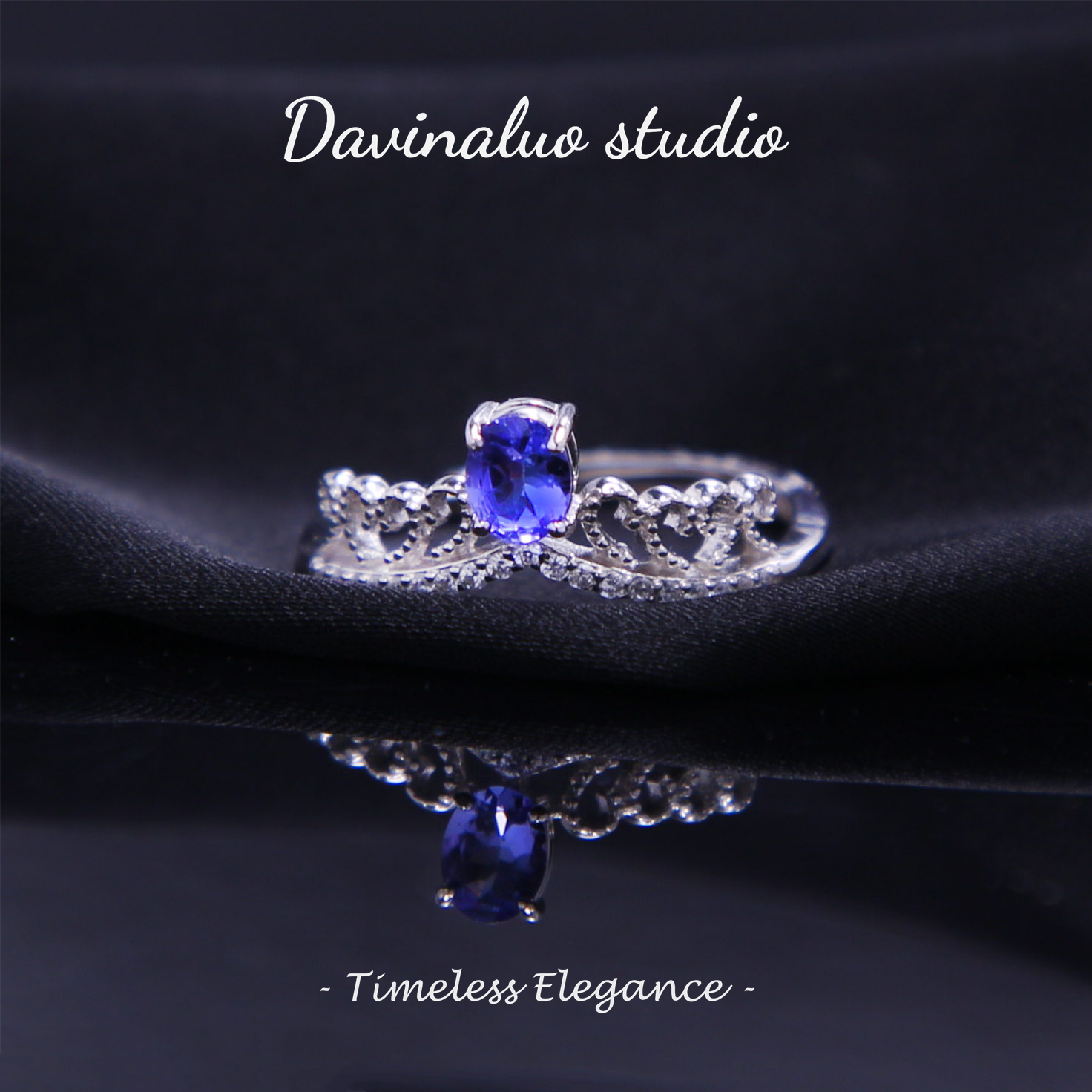 S925 Silver Natural Tanzanite Crown Ring TSR013