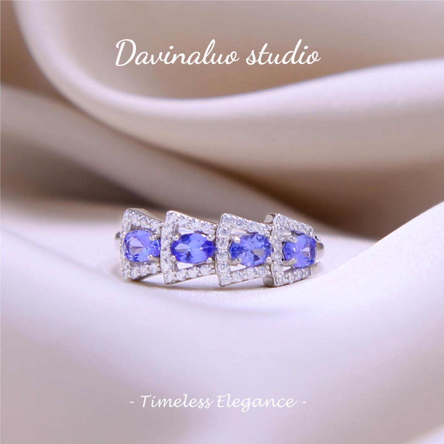 Bague en argent S925, Tanzanite naturelle, os de serpent, TSR010