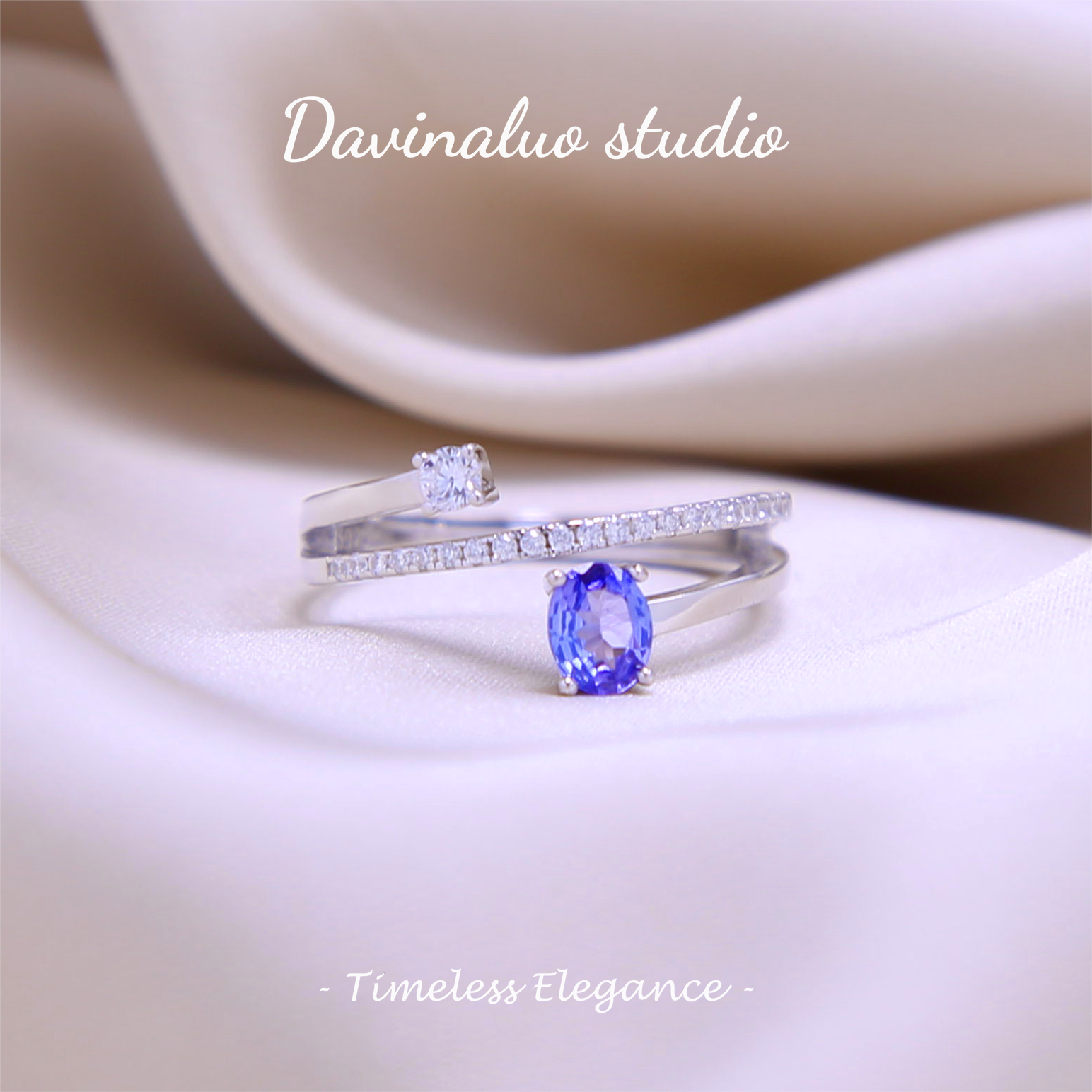 Bague mille tours en Tanzanite naturelle en argent S925, TSR015