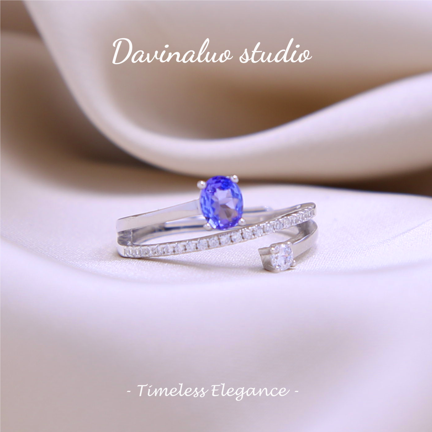 Bague mille tours en Tanzanite naturelle en argent S925, TSR015