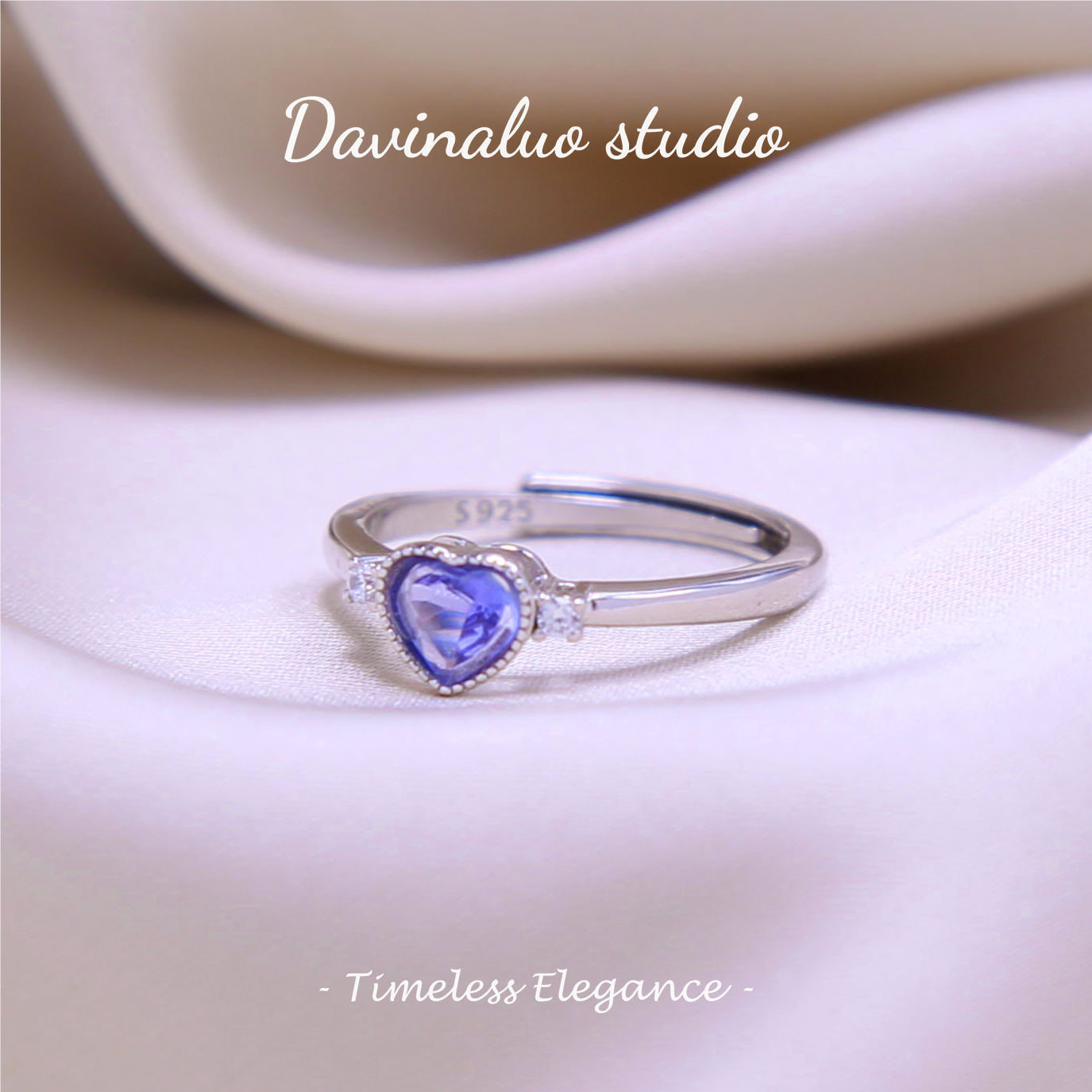 Bague en forme de cœur en Tanzanite naturelle en argent S925, TSR016