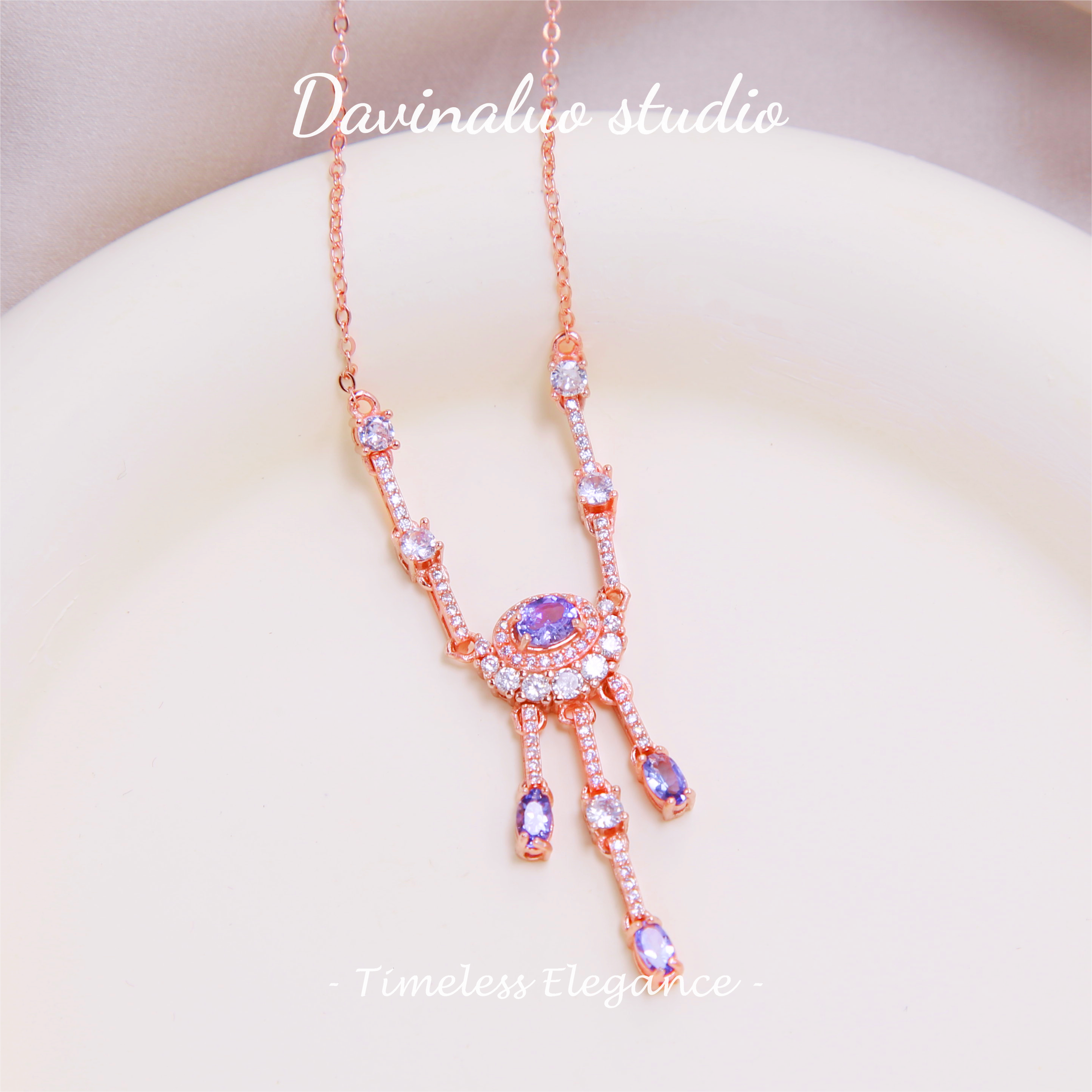 S925 Silver Natural Tanzanite Light Luxury Fashion Necklace TSN009