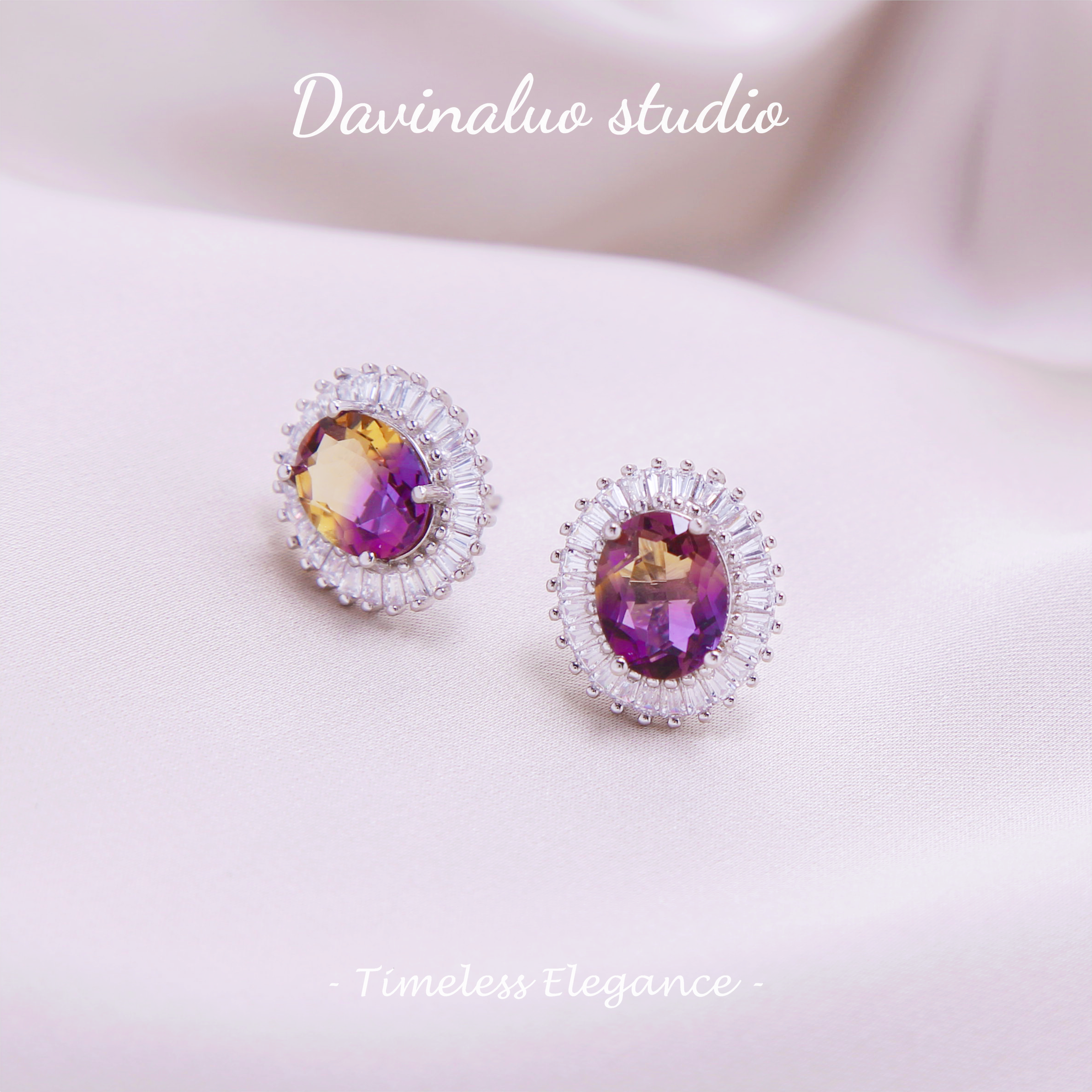 S925 Silver Natural Ametrine Sunflower Earrings ZJE005