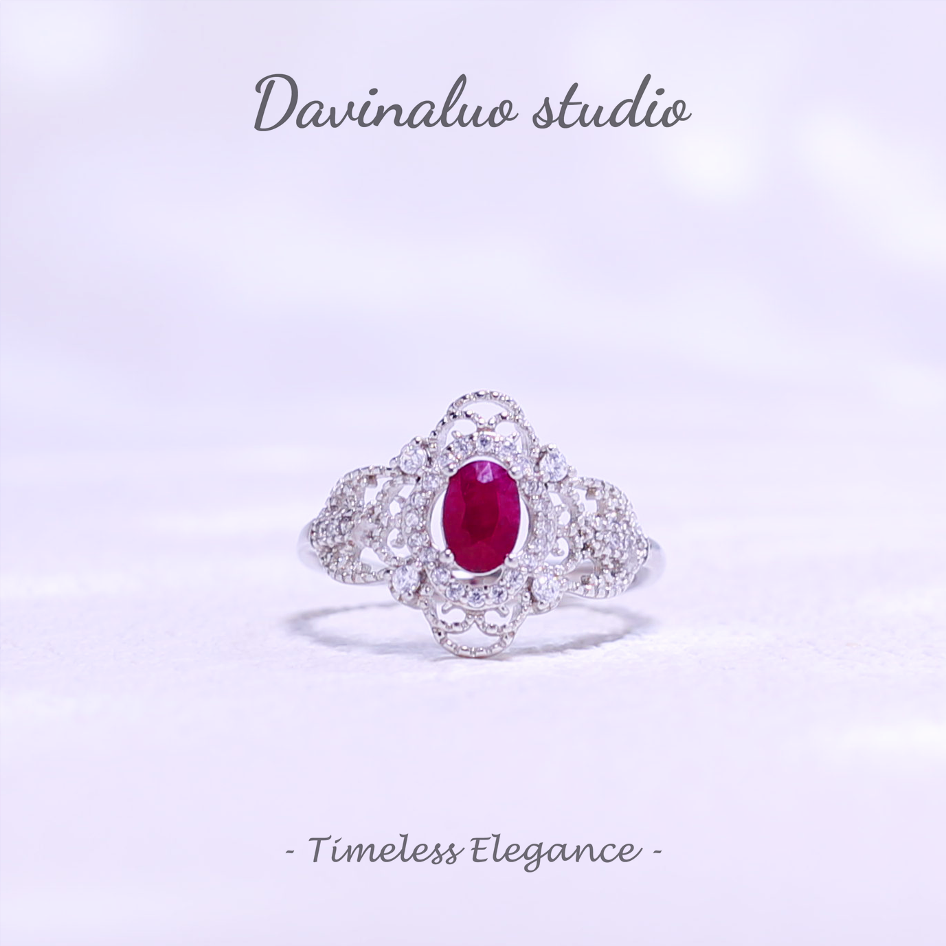 S925 Silver Natural Ruby Luxury Ring HBSR021