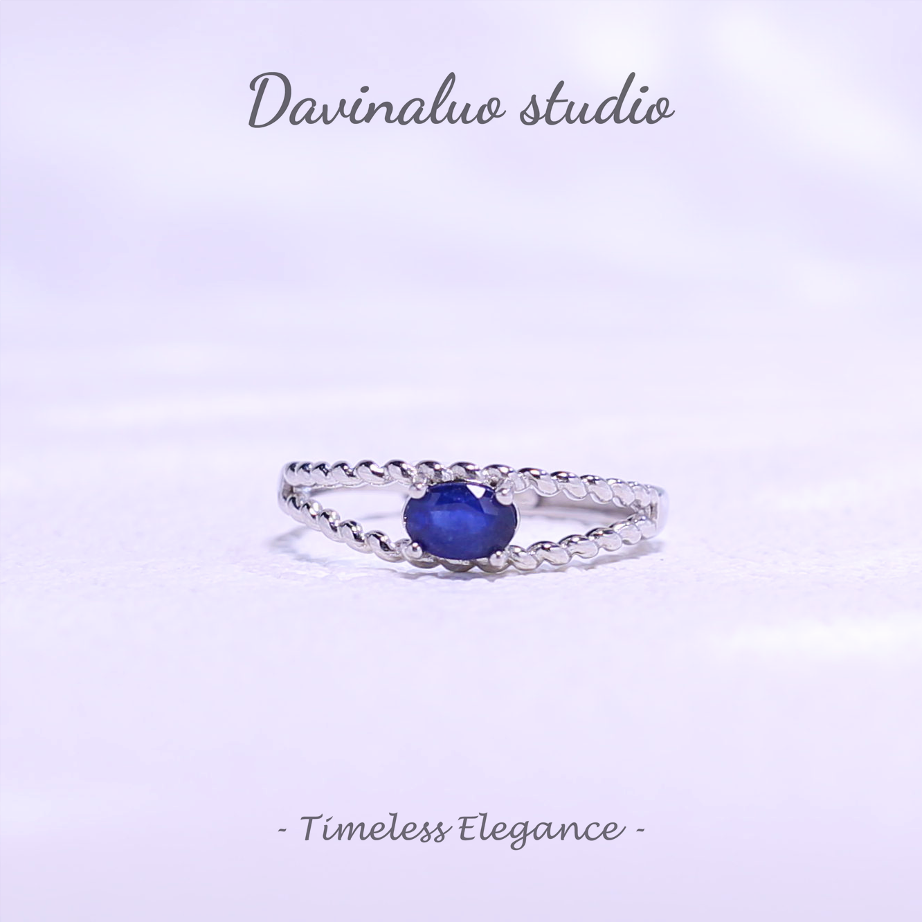 S925 Silver Natural Sapphire Simple Ring LBSR024