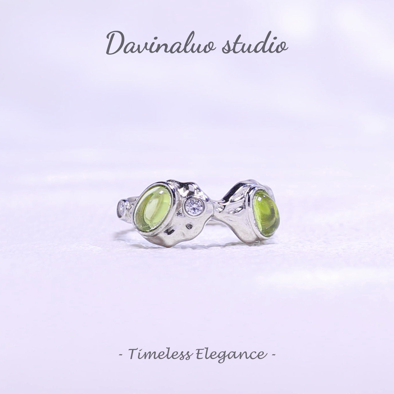 S925 Silver Natural Peridot Fashion Ring GLR016