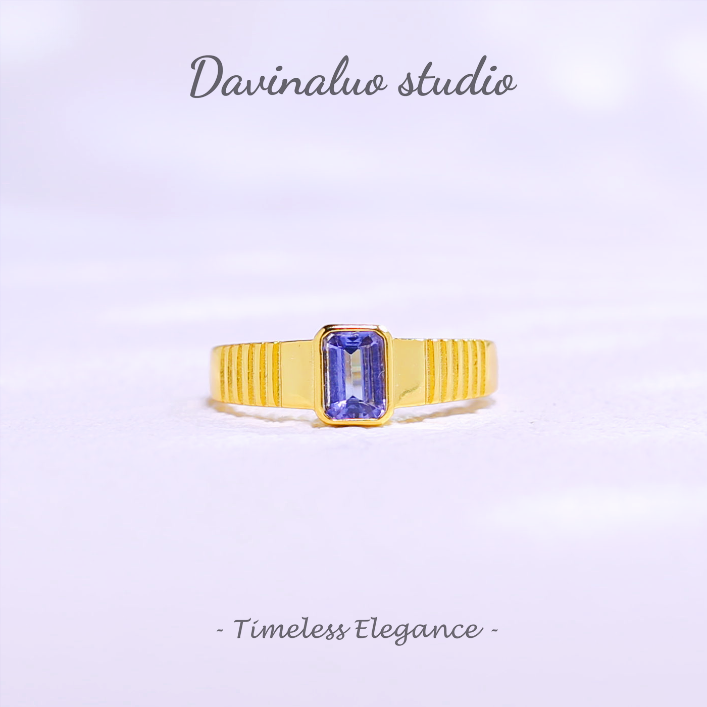 Bague en argent S925, Tanzanite naturelle, Cube d'or, sucre, TSR021