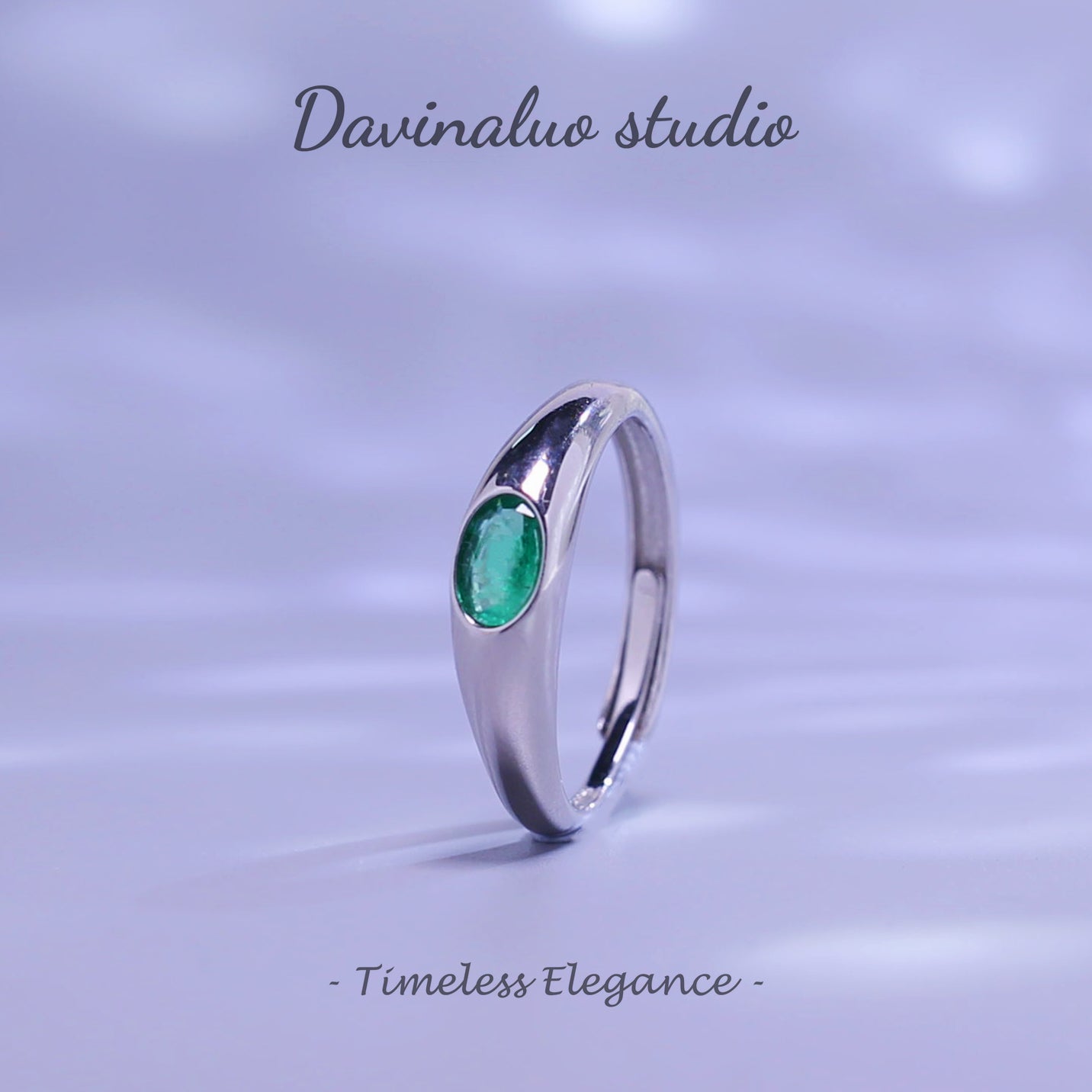 Bague Simple et généreuse en argent S925, émeraude naturelle, ZMLR017