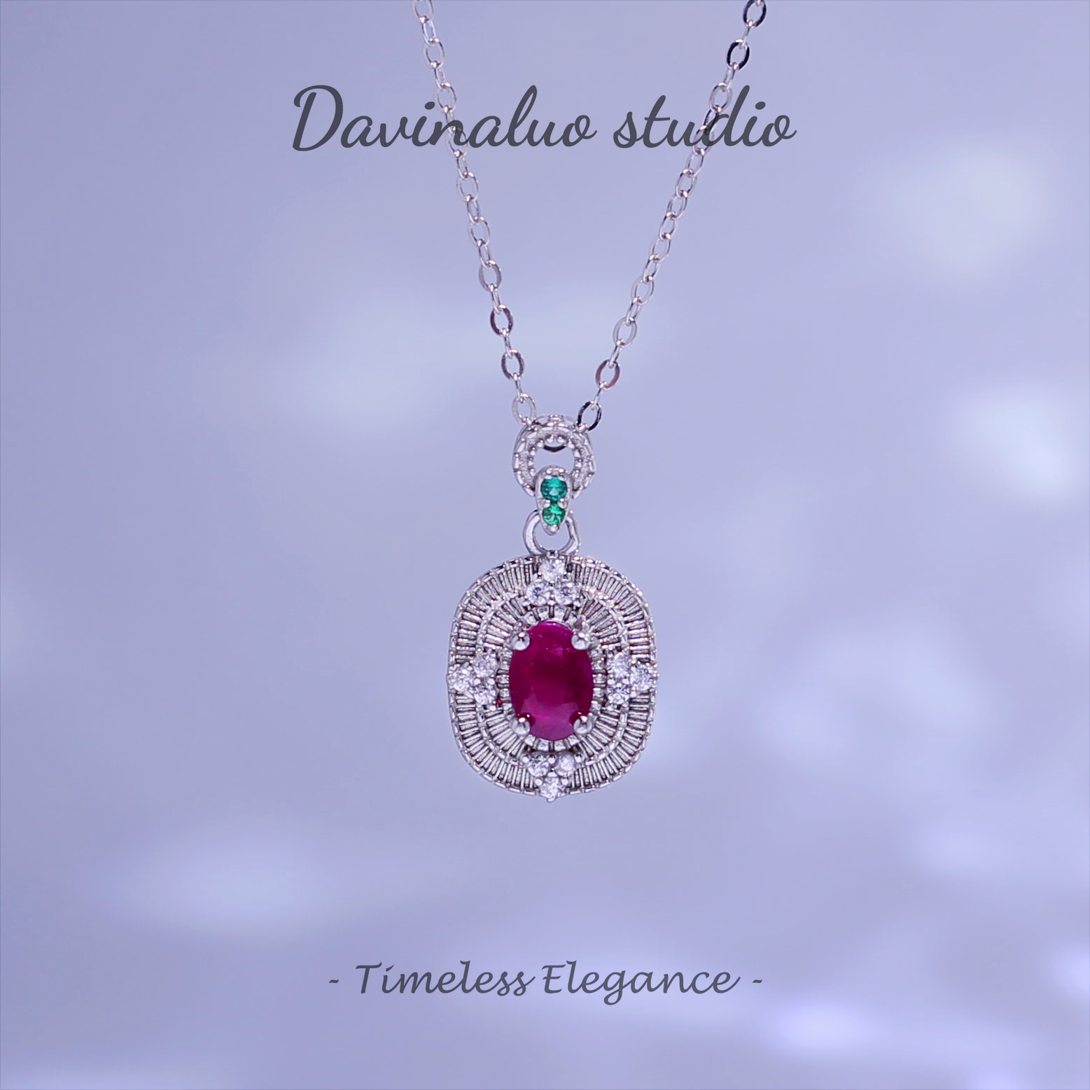 S925 Silver Natural Ruby Light Luxury High-End Necklace HBSN007