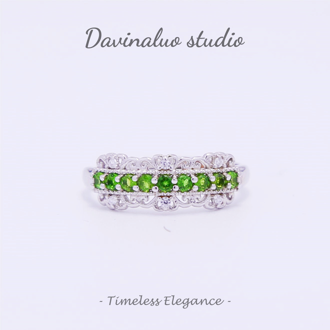 Bague Diopside naturelle en argent S925 THR007