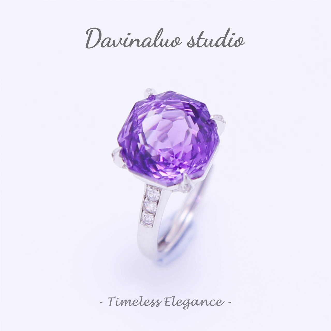 Bague délicate en argent S925, améthyste naturelle, coupe ronde, ZJR004