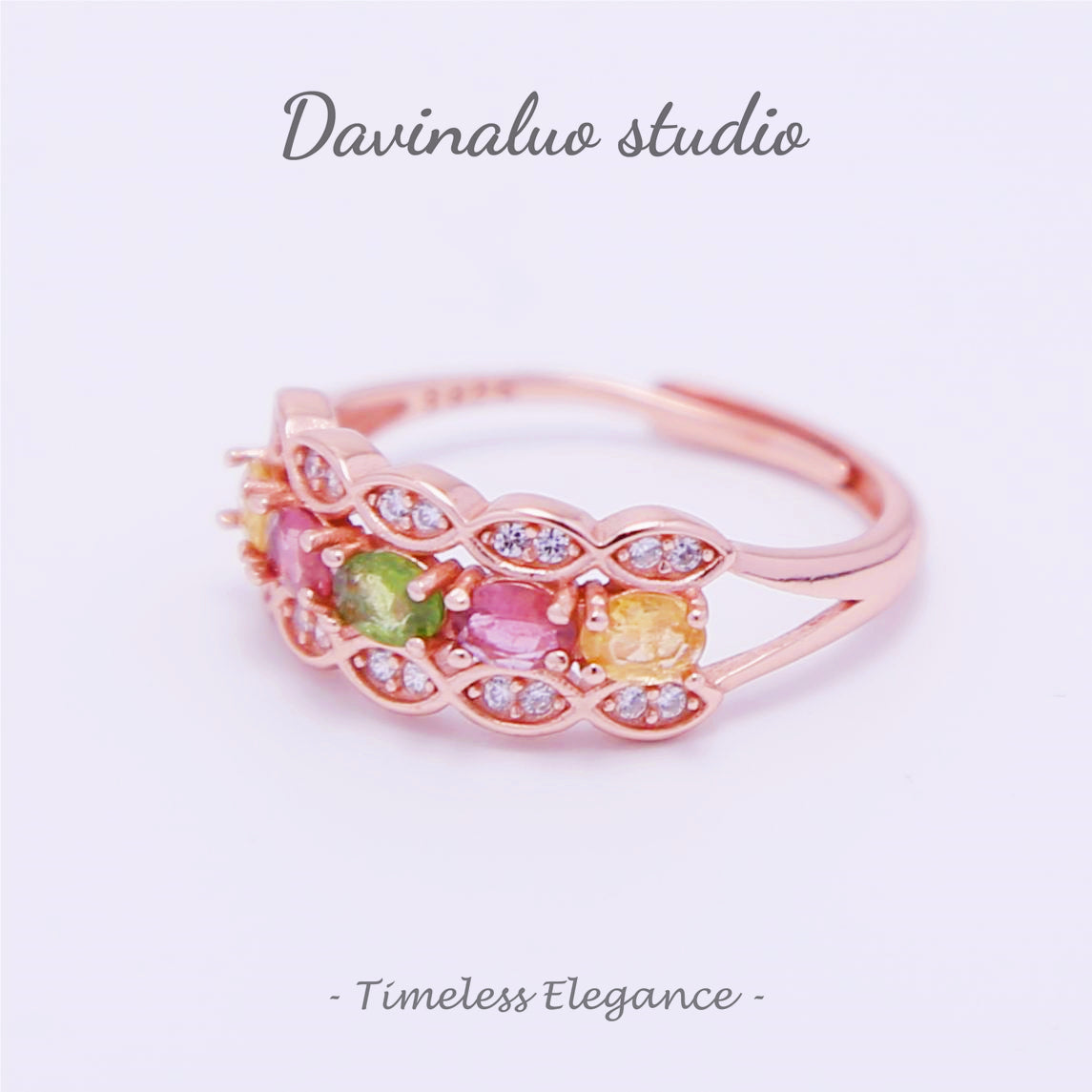 Bague arc-en-ciel de tempérament de Tourmaline naturelle en argent S925 BXR008