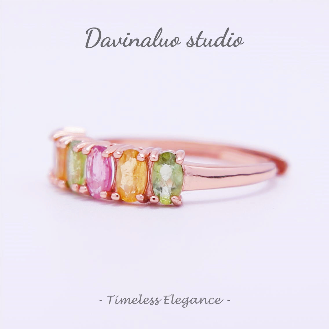 Bague arc-en-ciel porte-bonheur en argent S925, Tourmaline naturelle, BXR009