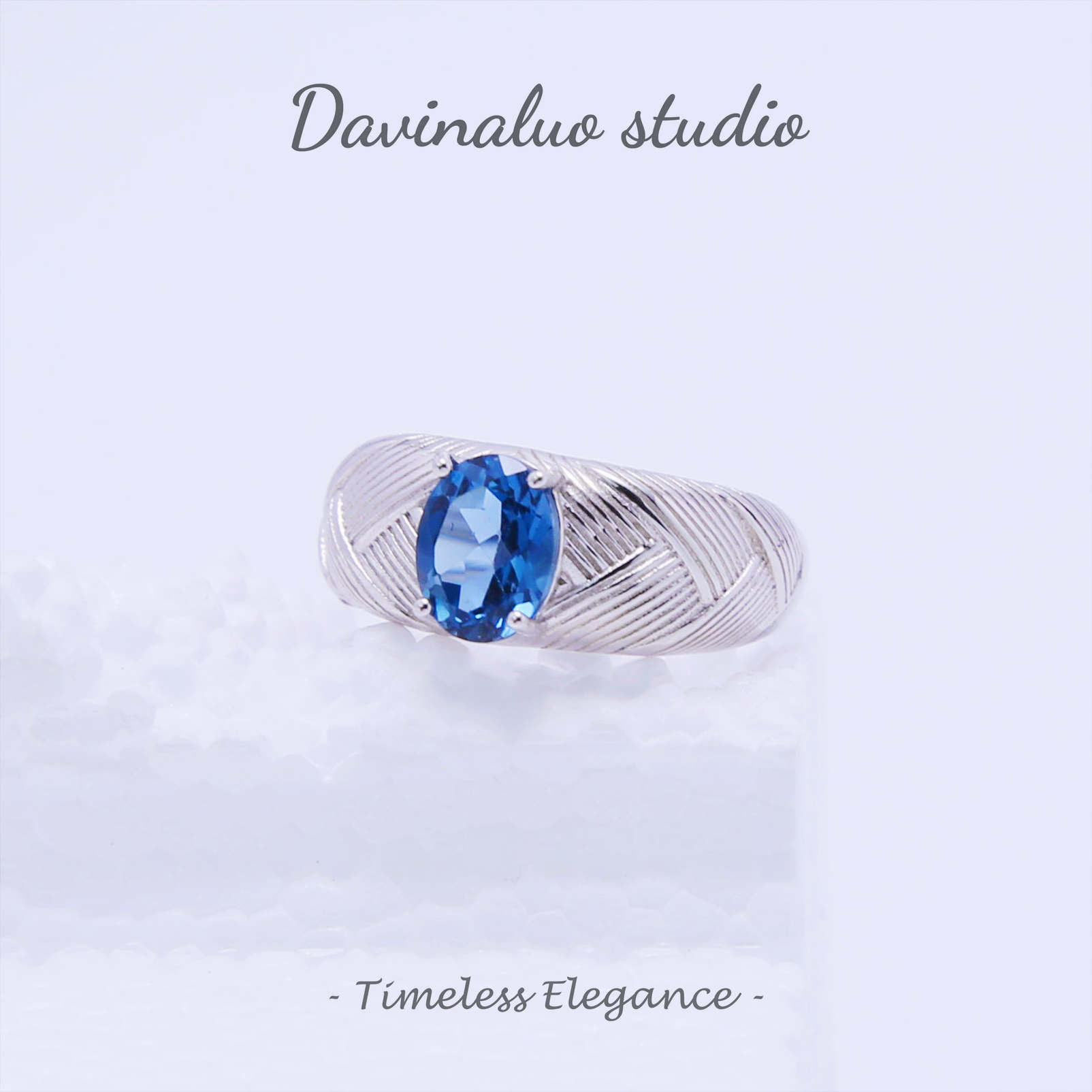 S925 Silver Natural Sapphire Temperament Design Ring LBSR020