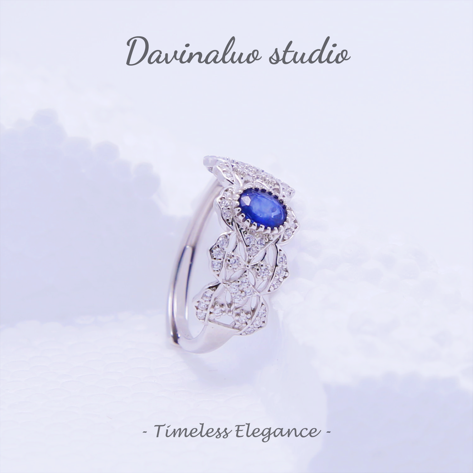 S925 Silver Natural Sapphire Temperament Design Ring LBSR011