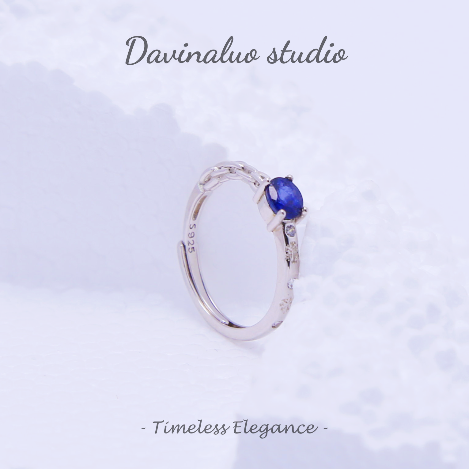 S925 Silver Natural Sapphire Simple Fashion Ring LBSR022