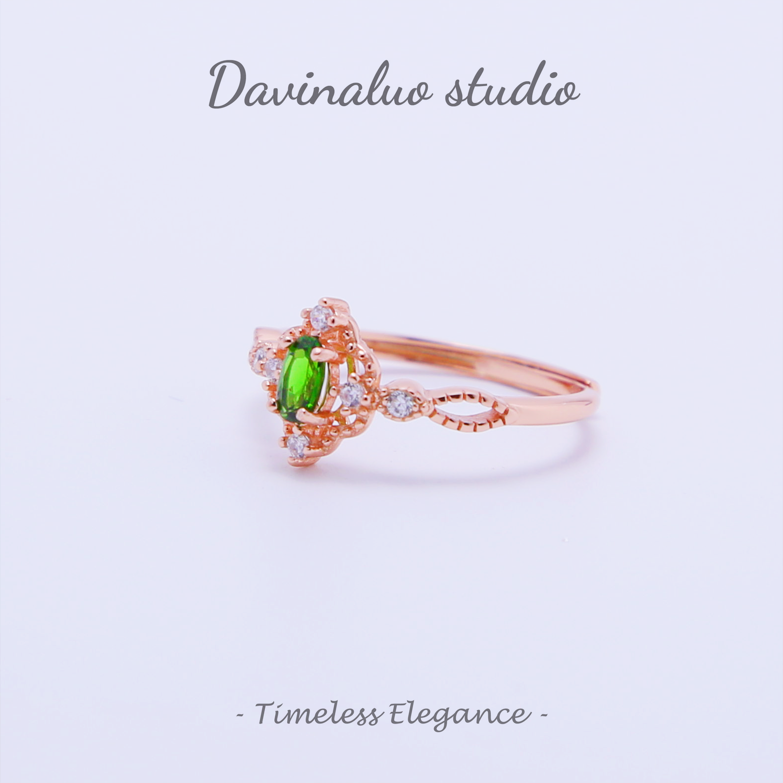 Bague délicate Vintage en argent S925, Diopside naturel, THR001