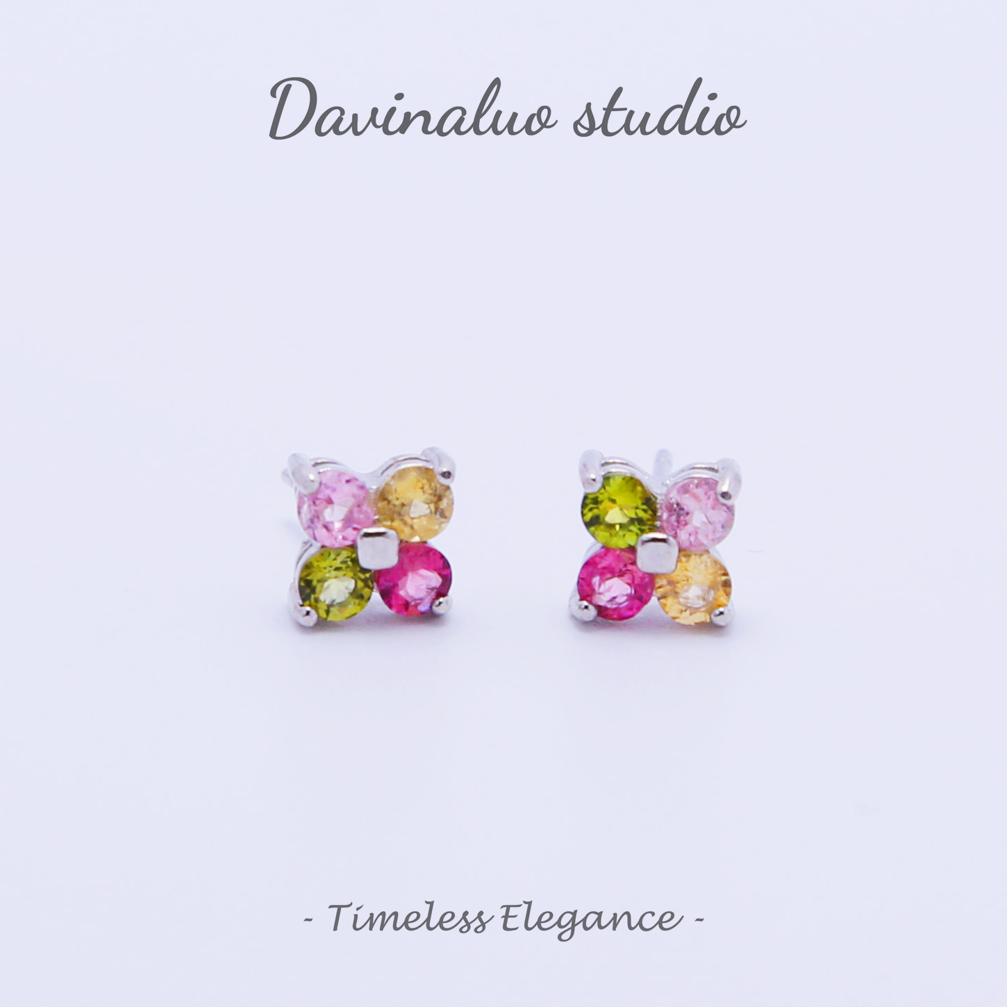 Boucles d'oreilles en argent S925, petits pétales de Tourmaline naturelle, BXE003