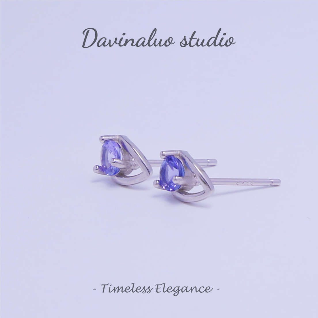 S925 Silver Natural Tanzanite Water Drop Round Earrings TSE002