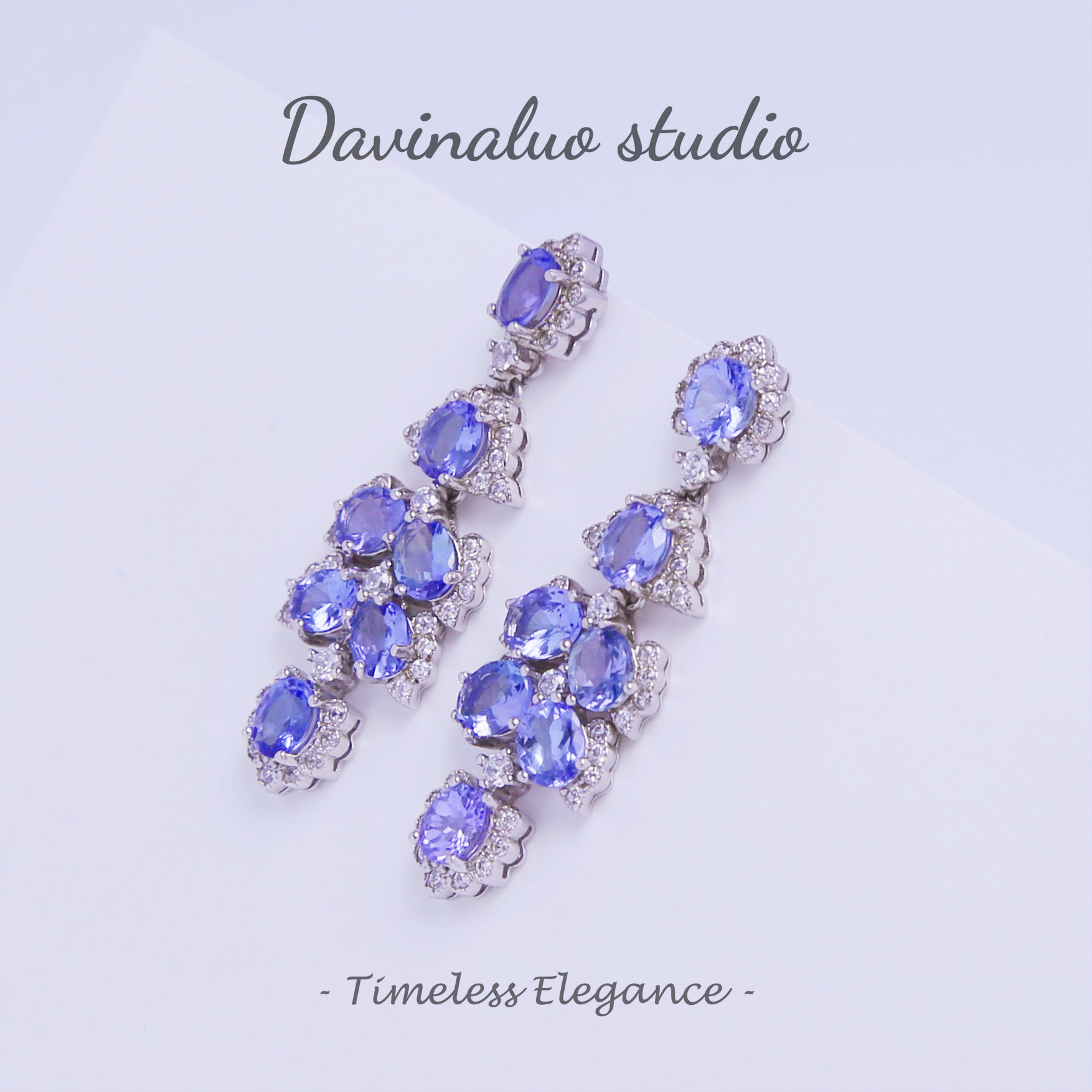 Boucles d'oreilles à pampilles en Tanzanite naturelle en argent S925, TSE005