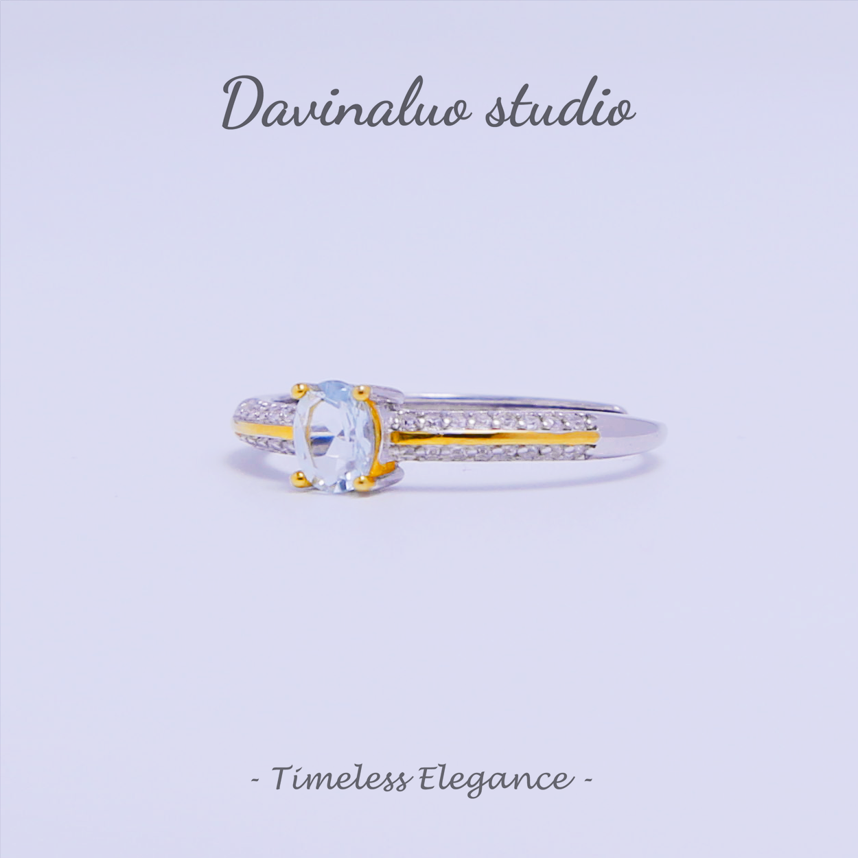 Bague ovale en argent S925, aigue-marine naturelle, entièrement incrustée de Zircon, HLBR010