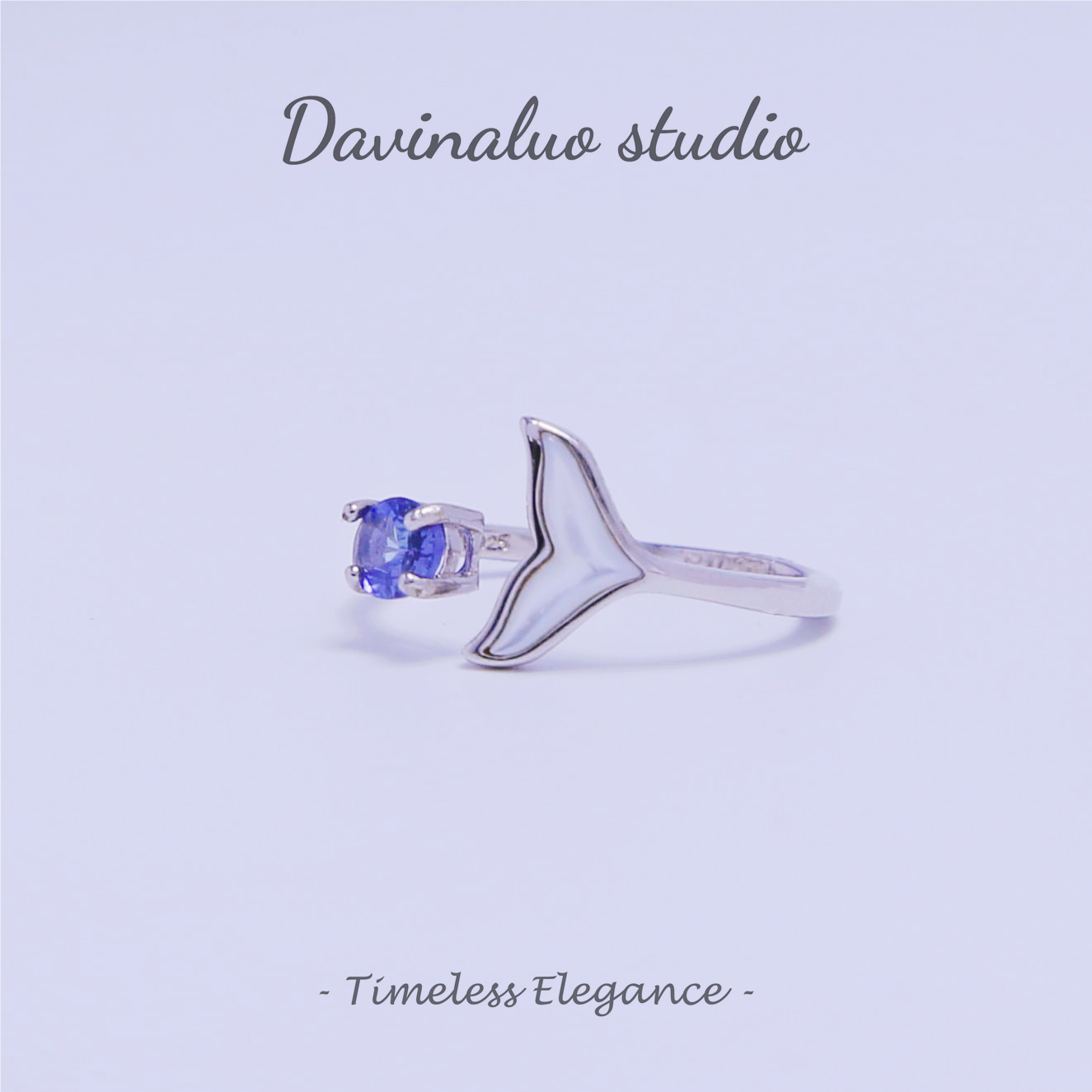 S925 Silver Natural Tanzanite Mermaid Ring TSR012