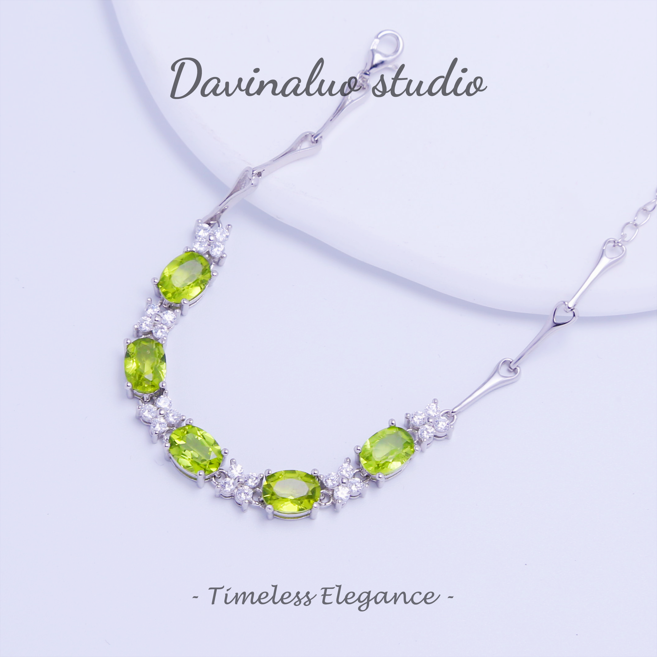 S925 Silver Natural Peridot Fashion Exquisite Bracelet GLB003