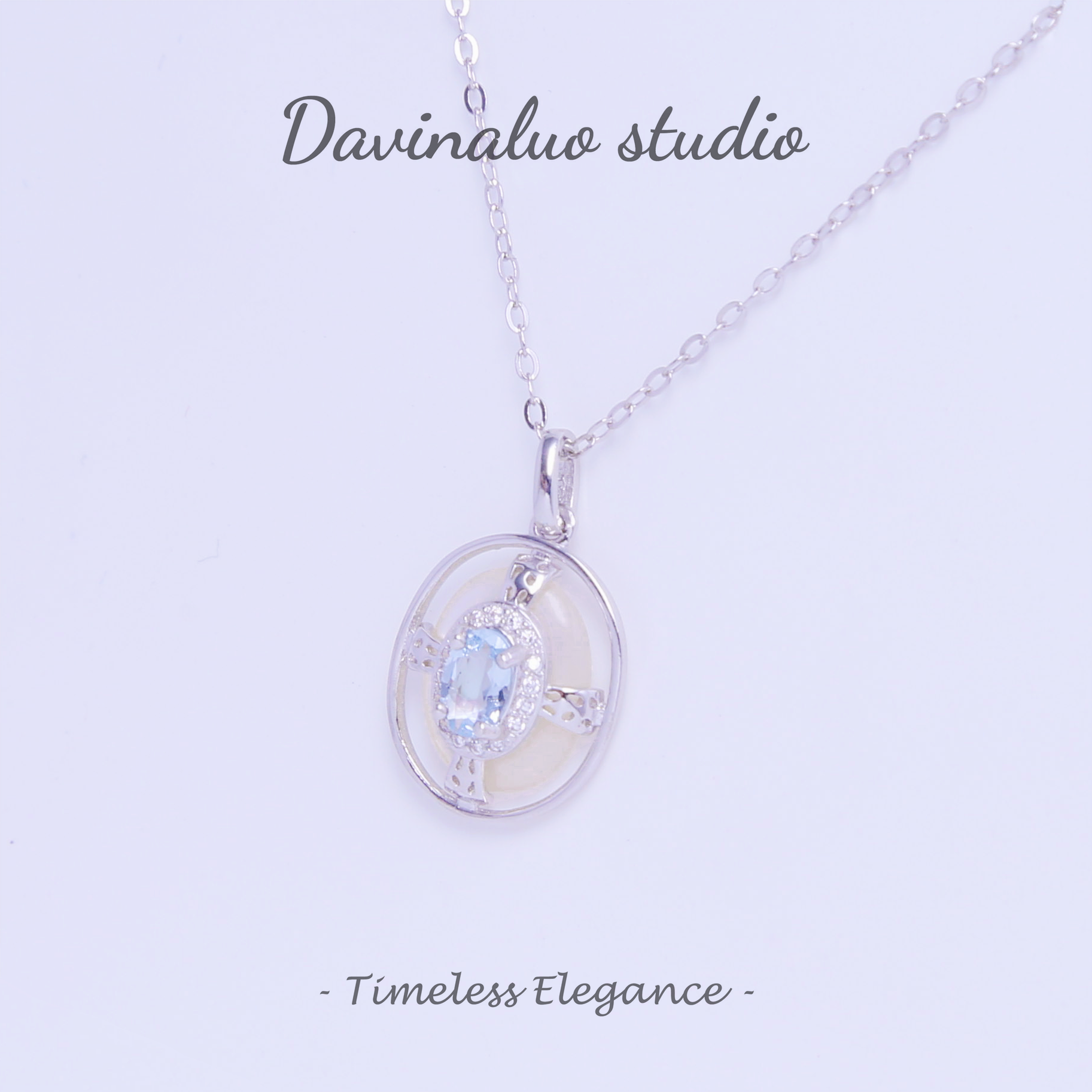 Collier en argent S925, bleu de mer naturel, diamant pour bébé mère, HLBN001