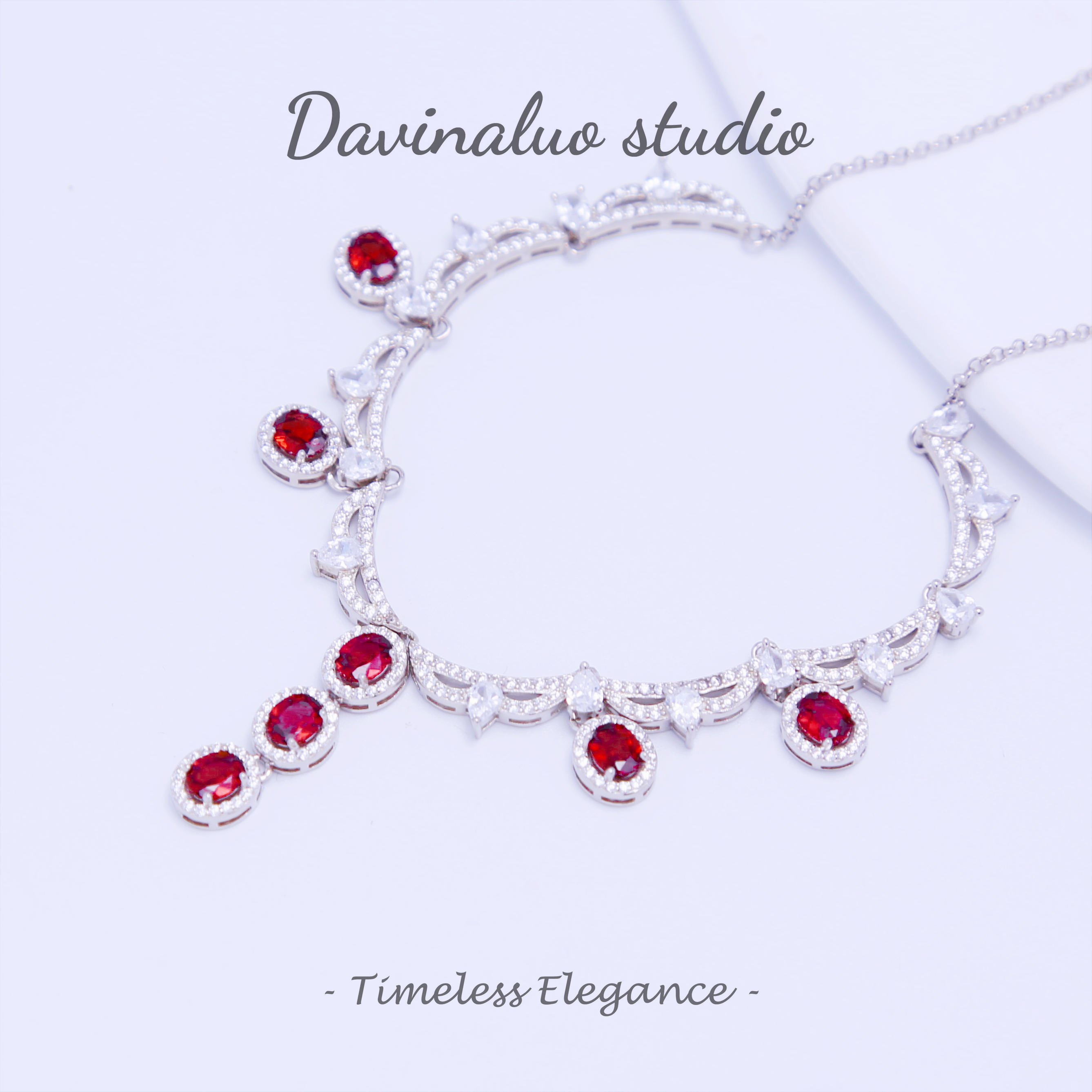 S925 Silver Natural Garnet Light Luxury Elegant Necklace SLSN007