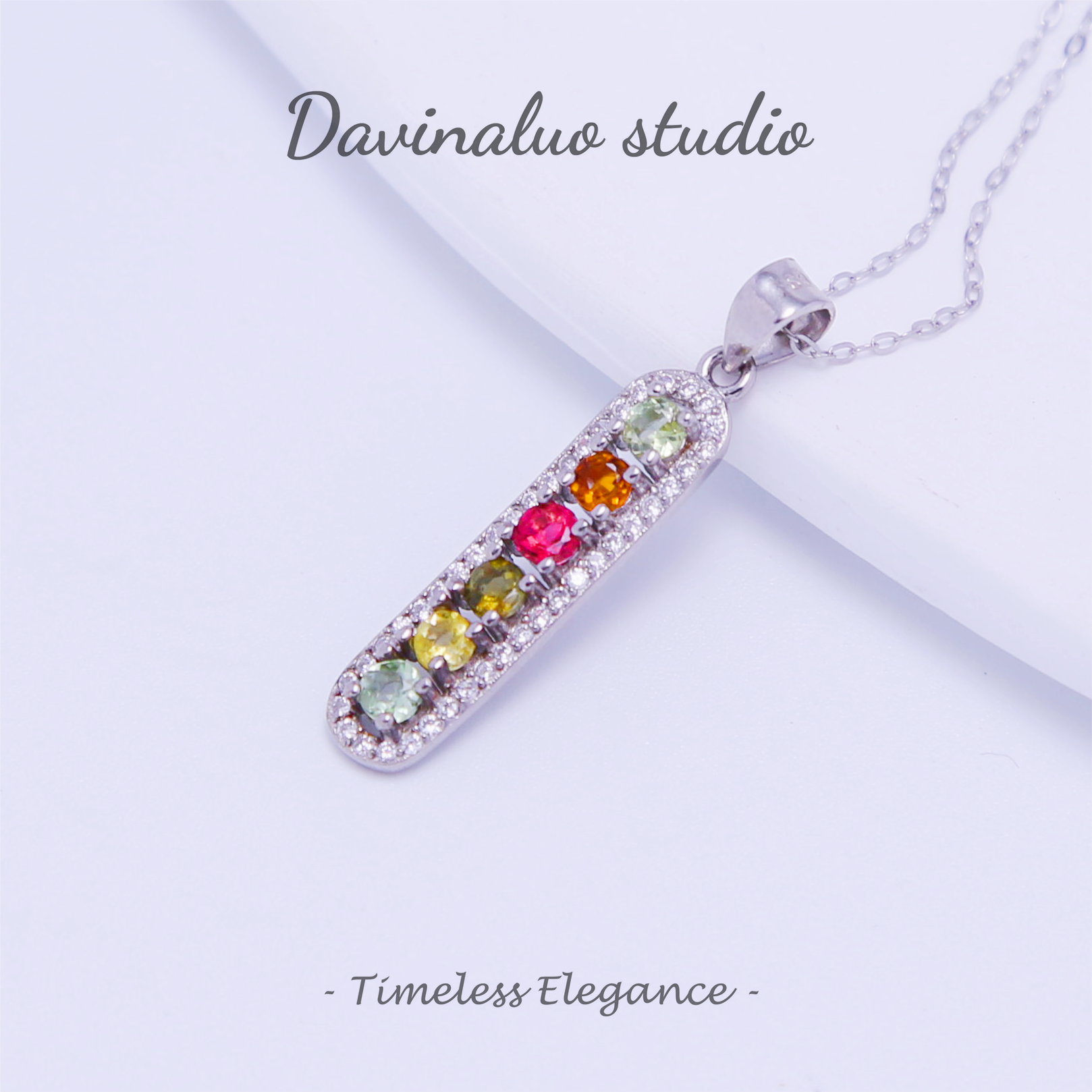 Collier de quilles en Tourmaline naturelle en argent S925, BXN002