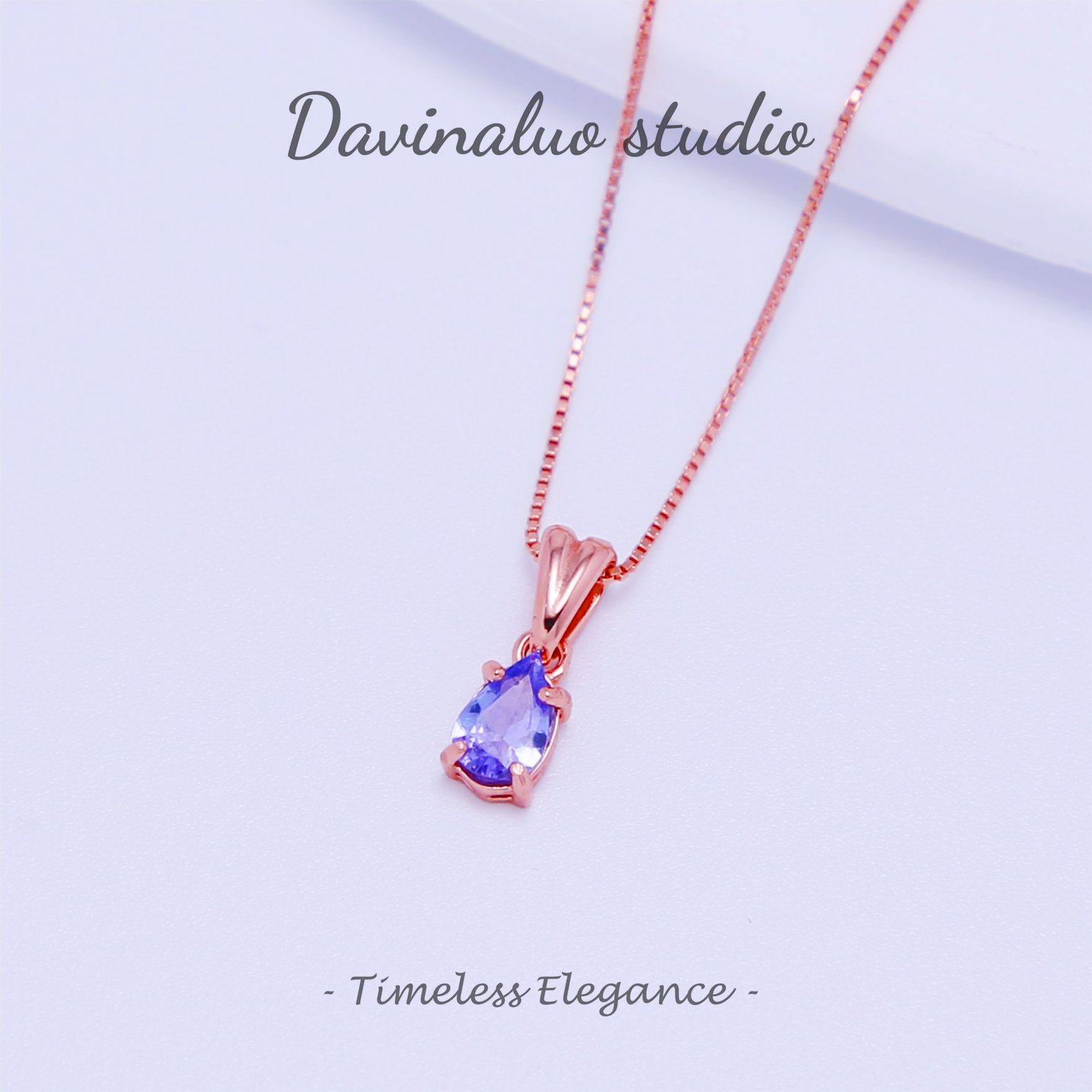 Collier goutte d'eau en Tanzanite naturelle en argent S925, TSN004