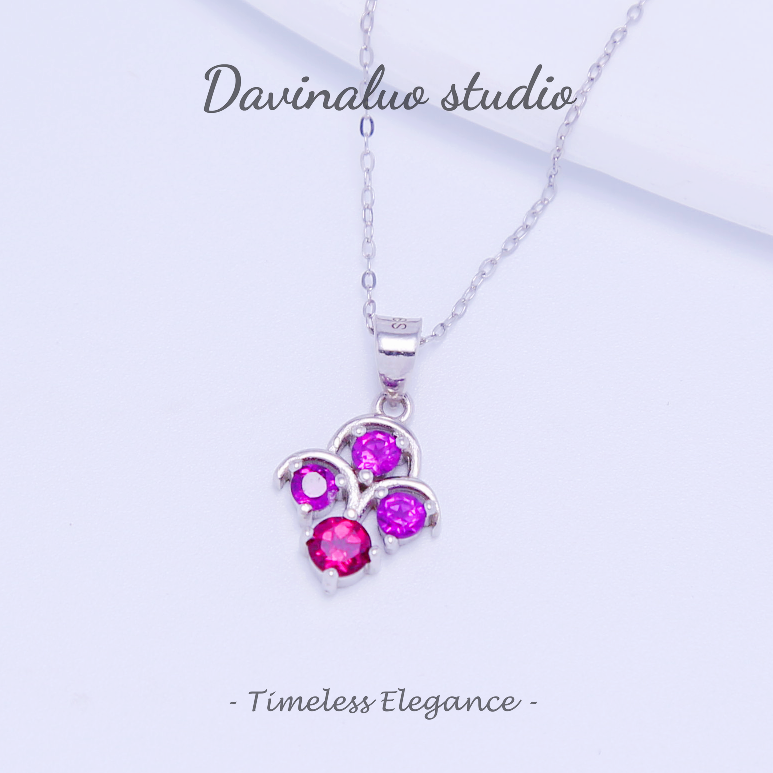 S925 Silver Natural Garnet Flower Necklace SLSN008