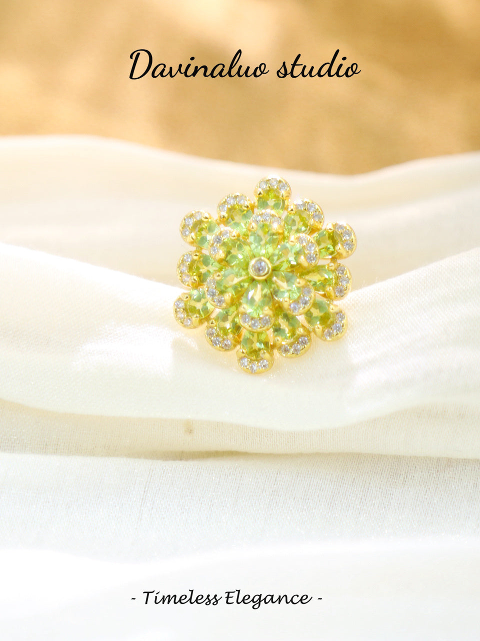 S925 Silver Peridot Ring