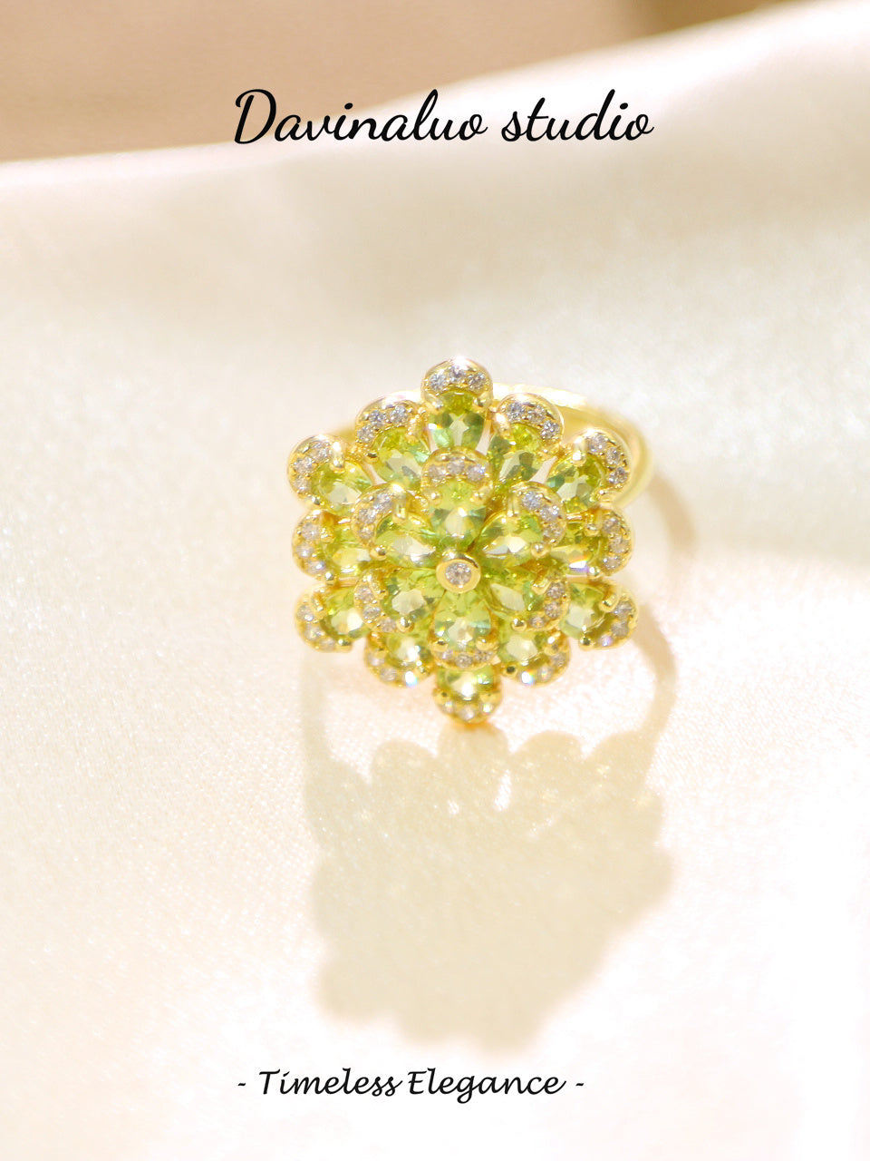 S925 Silver Peridot Ring