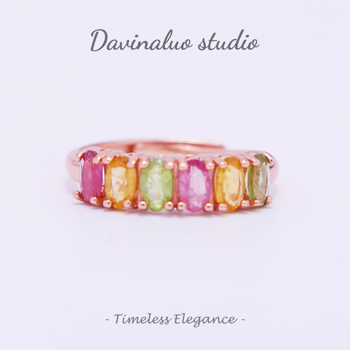 Bague arc-en-ciel porte-bonheur en argent S925, Tourmaline naturelle, BXR009