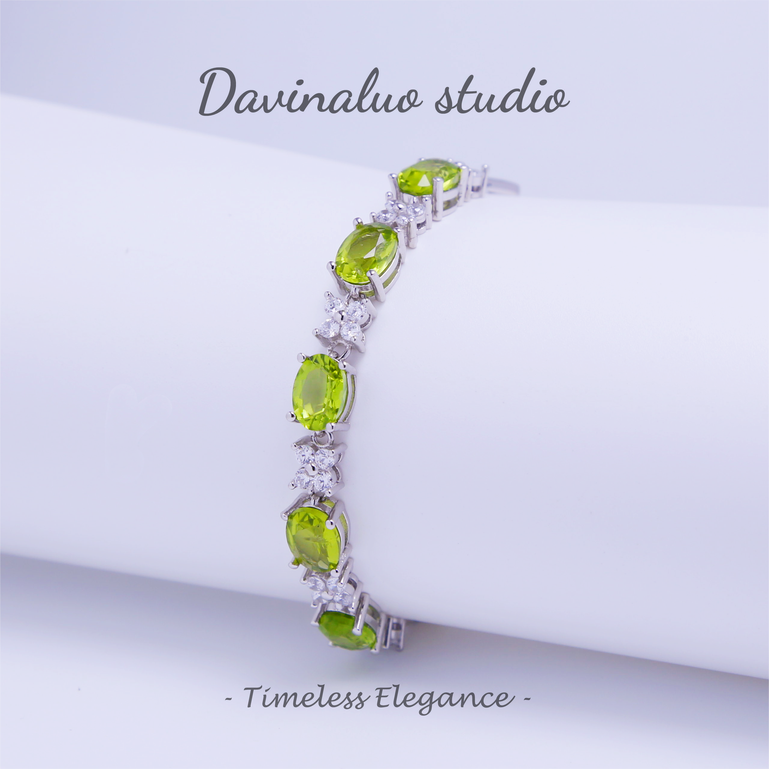 S925 Silver Natural Peridot Fashion Exquisite Bracelet GLB003