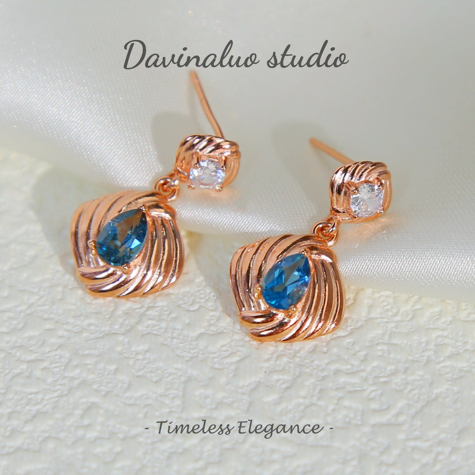 Boucles d'oreilles en argent sterling S925 avec topaze bleue naturelle de Londres FG052006