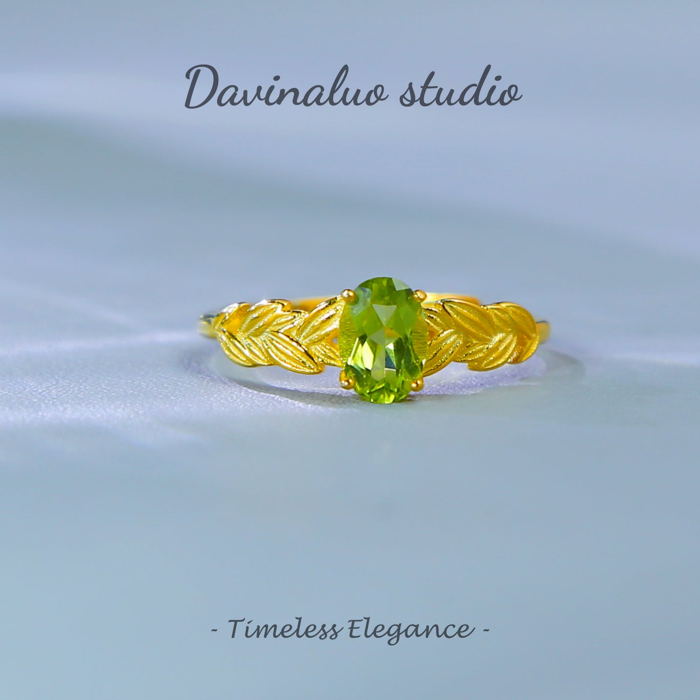 S925 Sterling Silver Natural Peridot Ring PDSR002