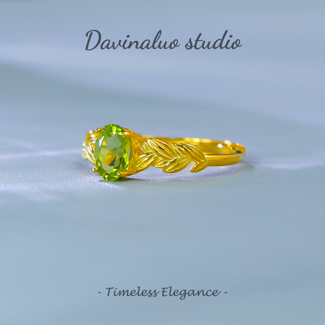 S925 Sterling Silver Natural Peridot Ring PDSR002