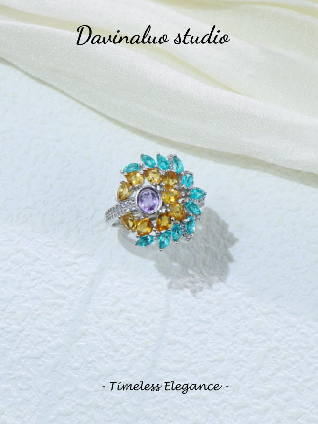 S925 Silver Colorful Ring 041206132