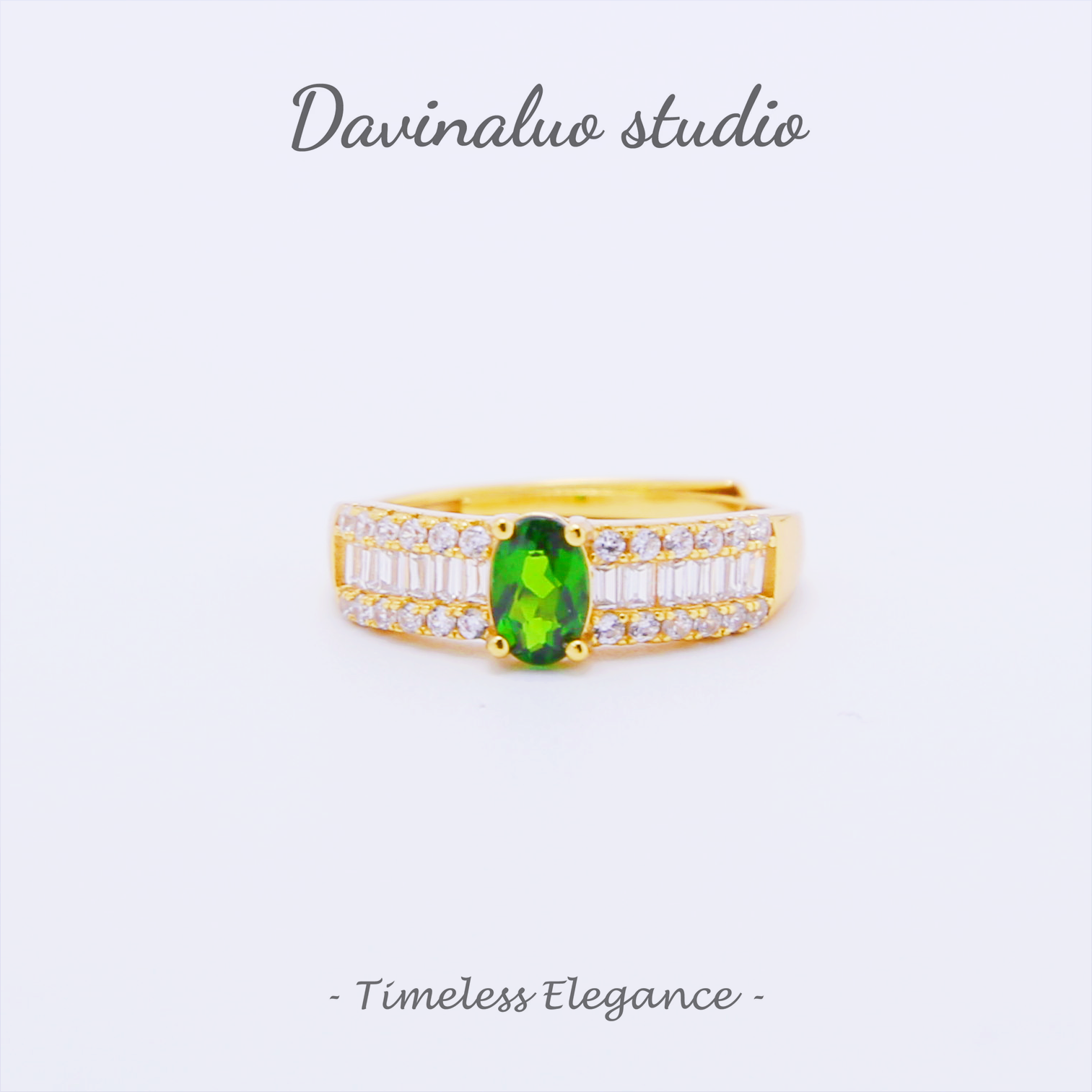 Bague de luxe en argent S925, Diopside naturel, légère, à la mode, THR002