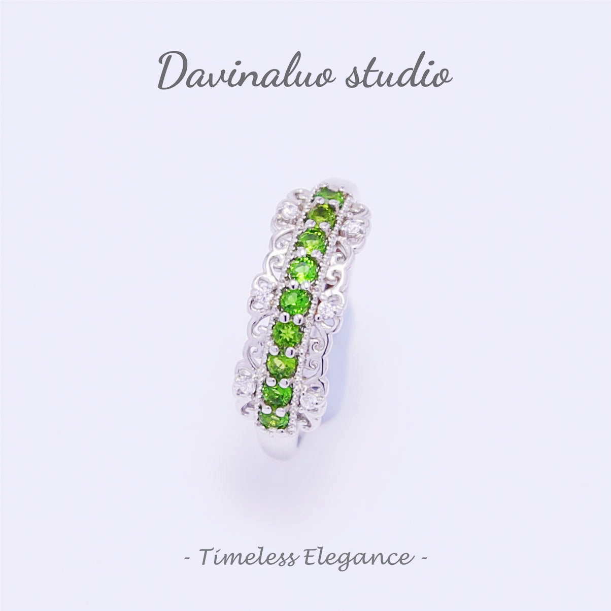 Bague Diopside naturelle en argent S925 THR007