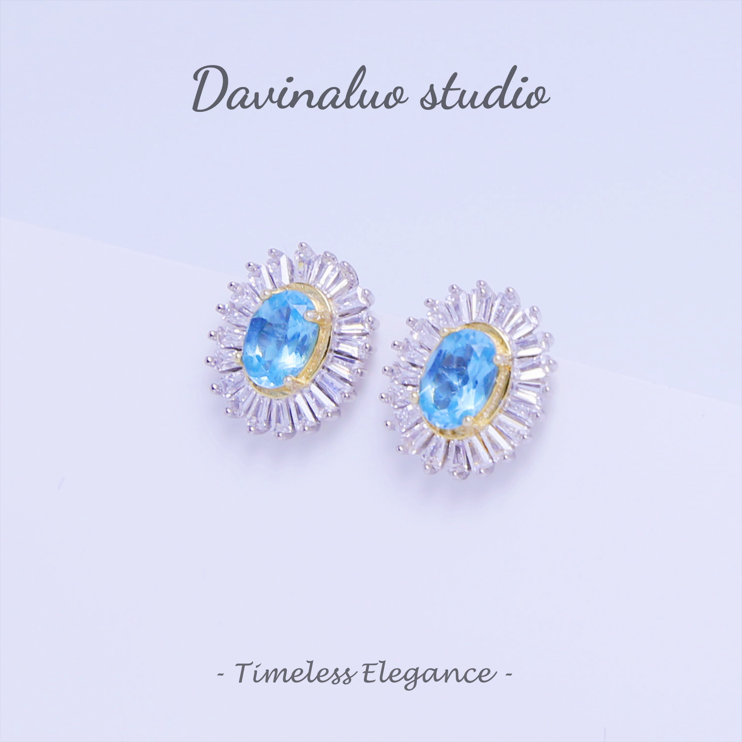 S925 Silver Natural Topaz Sunflower Earrings TPSE009