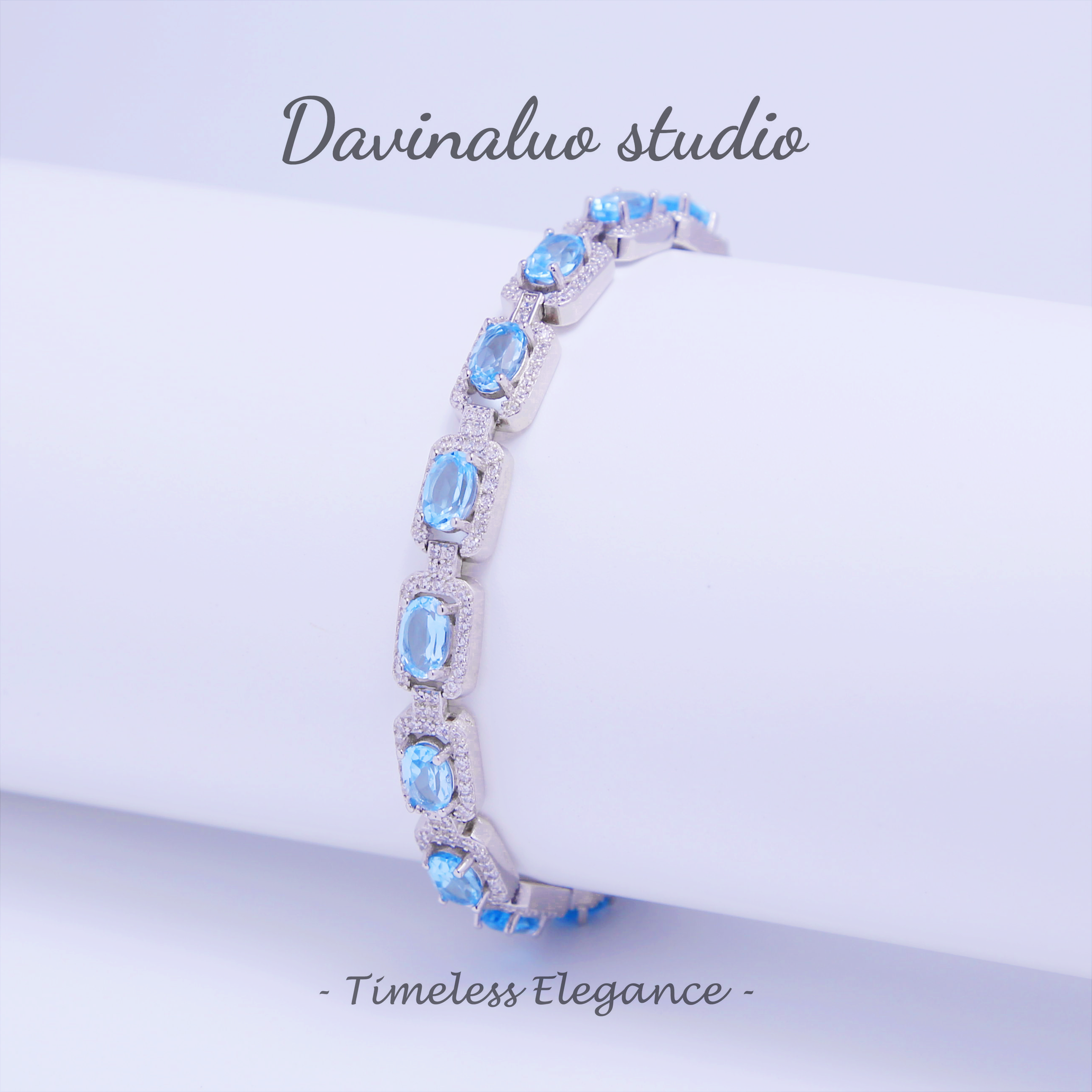 S925 Silver Natural Topaz Cube Bracelet TPSB004