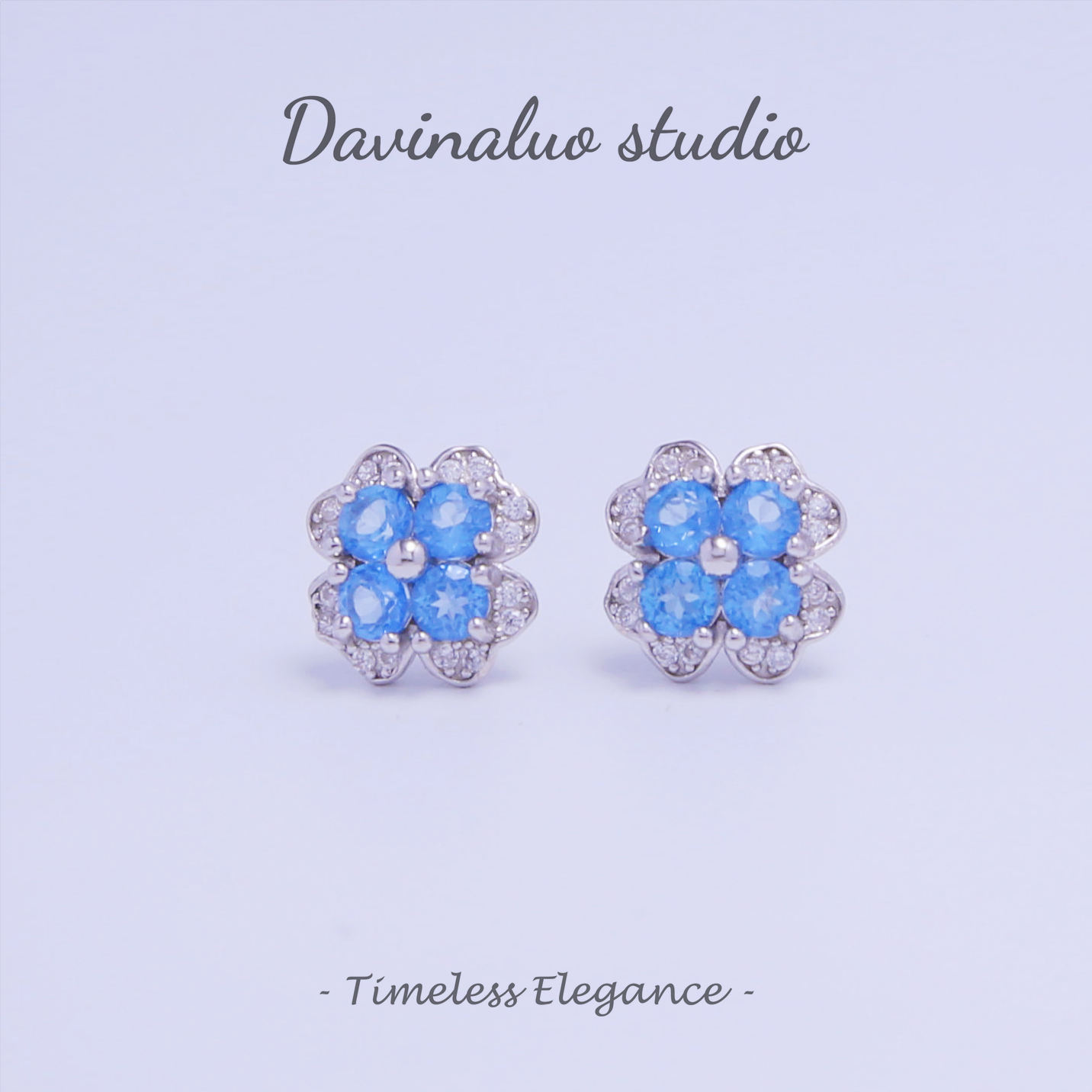 S925 Silver Natural Topaz Flower Earrings TPSE004