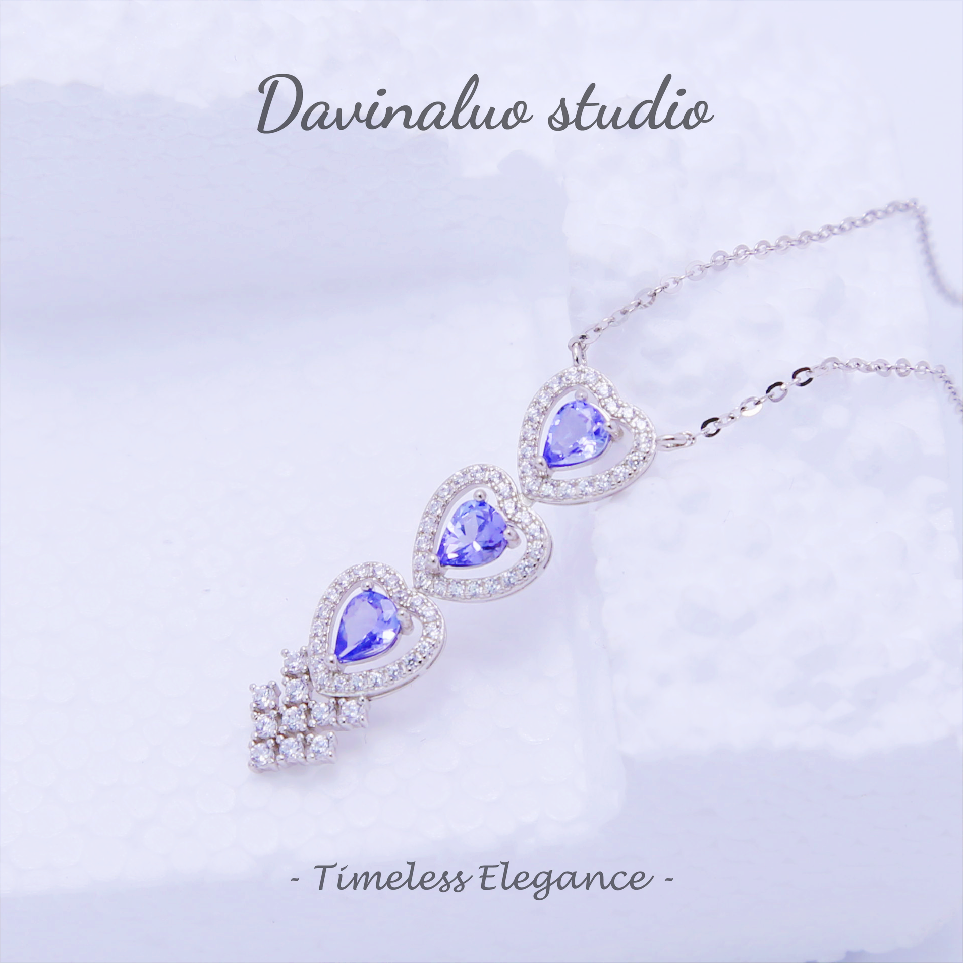 S925 Silver Natural Tanzanite Heart Pendant Necklace TSN006