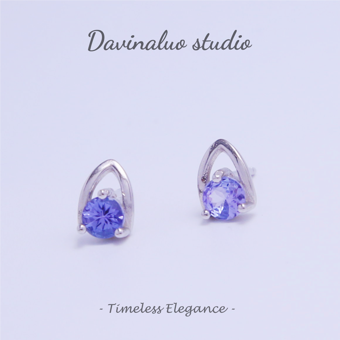 S925 Silver Natural Tanzanite Water Drop Round Earrings TSE002