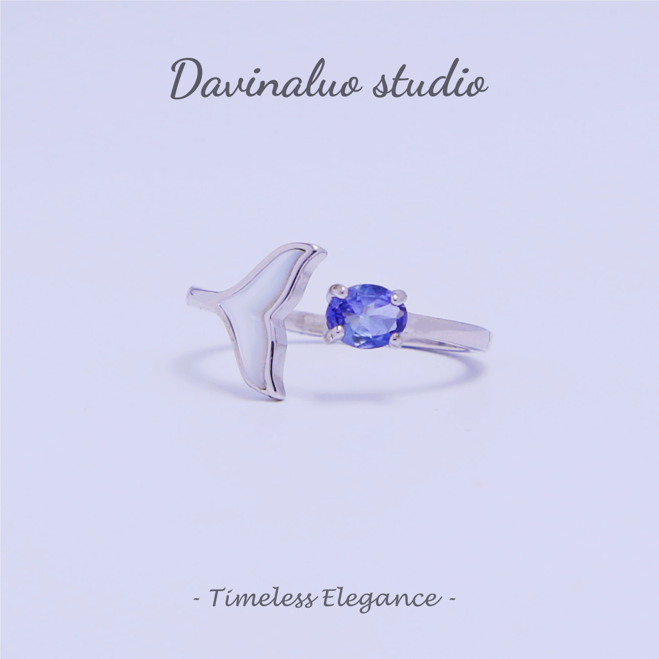 S925 Silver Natural Tanzanite Mermaid Ring TSR012